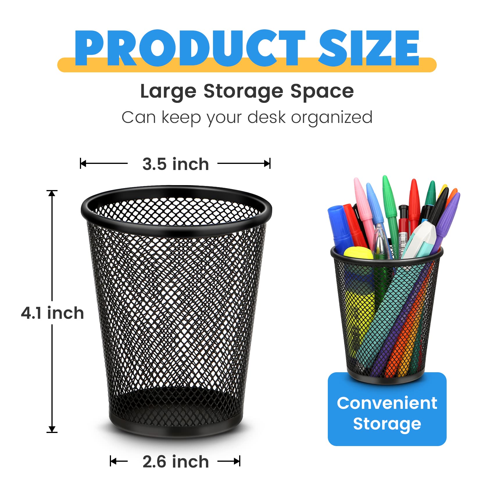 4 Pack Mesh Metal Pen Holder for Desk - Stylish Pencil Cup & Organizer for Office, School, or Home Workspace | Perfect for Organizing Pens, Markers, and Office Supplies