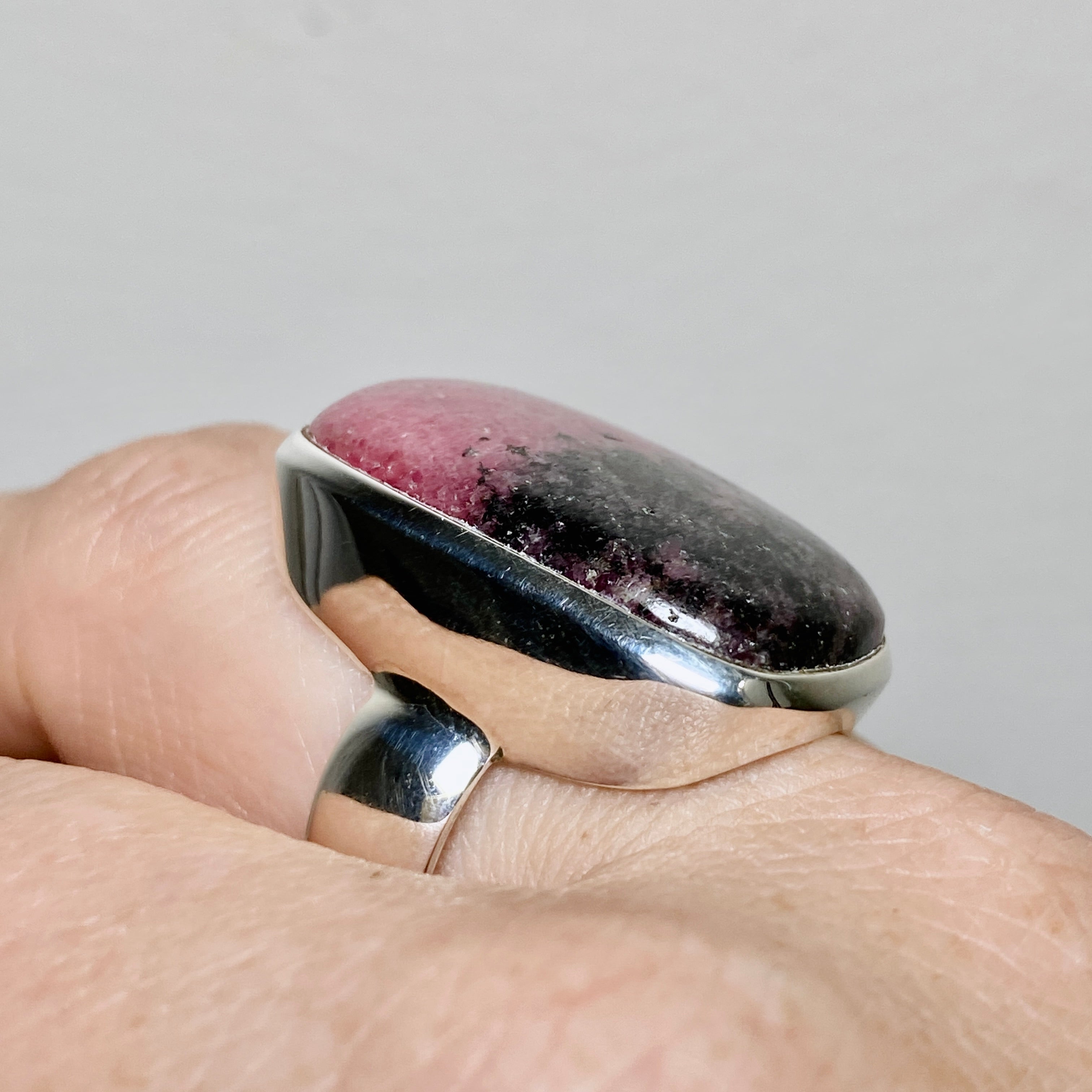 Rhodonite Rectangular Cabochon Ring - Size 10.5 PRGJ896 - Elegant Healing Stone Jewelry for Women, Perfect for Meditation, Energy Balancing & Spiritual Gifts