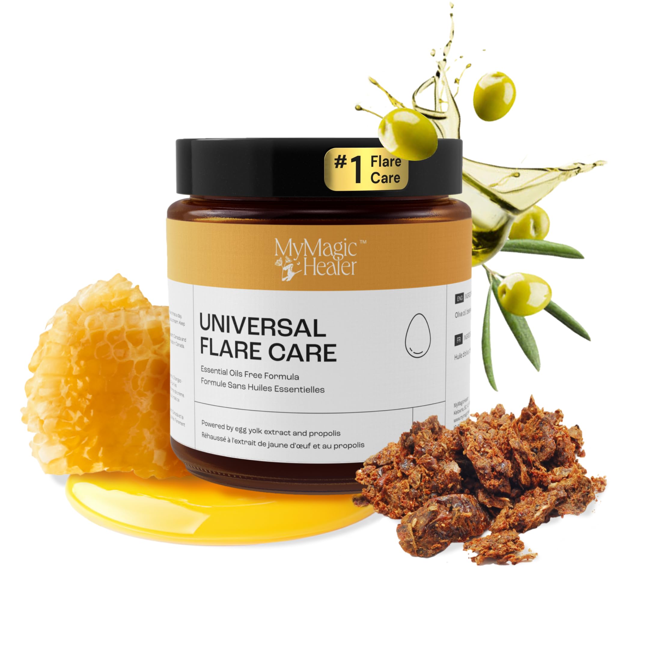 Universal Flare Care Soothing Skin Balm - Propolis & Egg Yolk Formula for Eczema, Dermatitis, Psoriasis Relief | Fragrance-Free Solution for Rashes, Baby Skin, Hidradenitis, Chafing & Wounds | 4oz | Perfect for Daily Skin Care & Sensitive Skin Needs