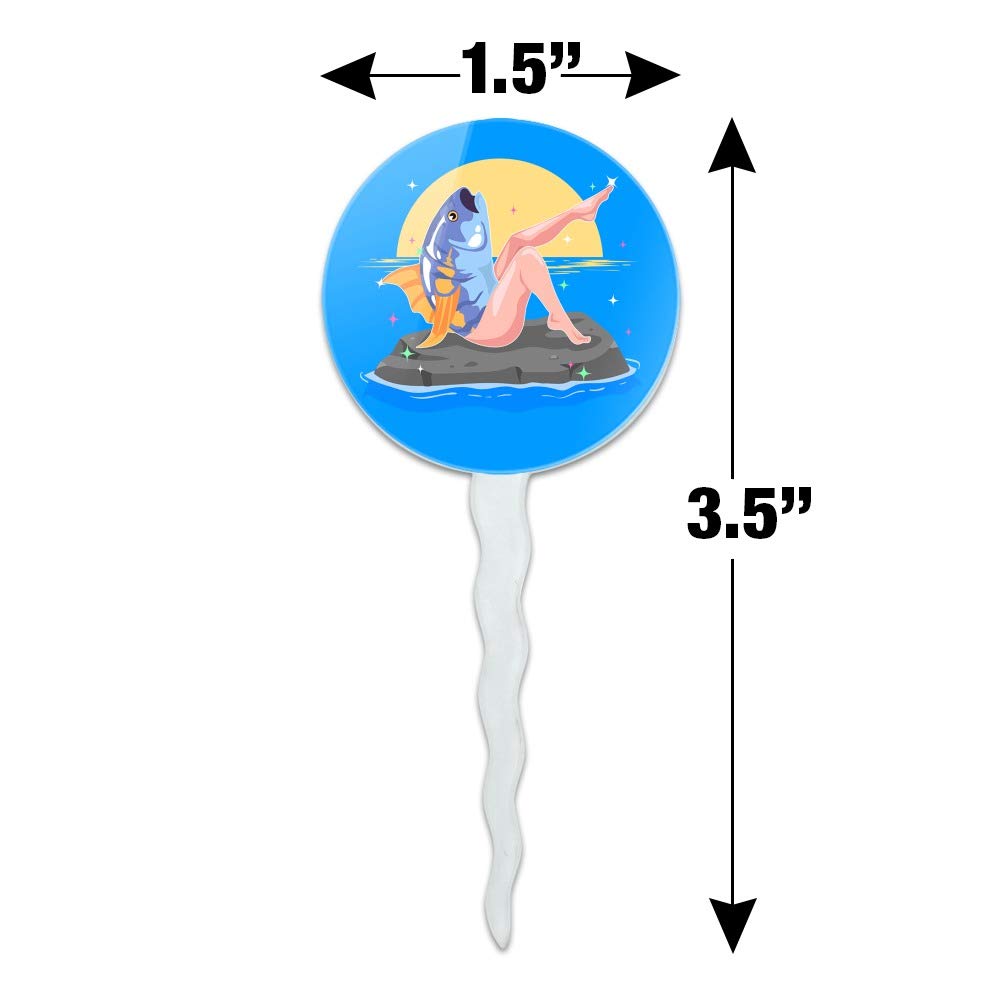 Reverse Mermaid with Tuna Head Cupcake Toppers - Set of 6 Whimsical Dessert Decorations for Birthday Parties, Baby Showers & Themed Events