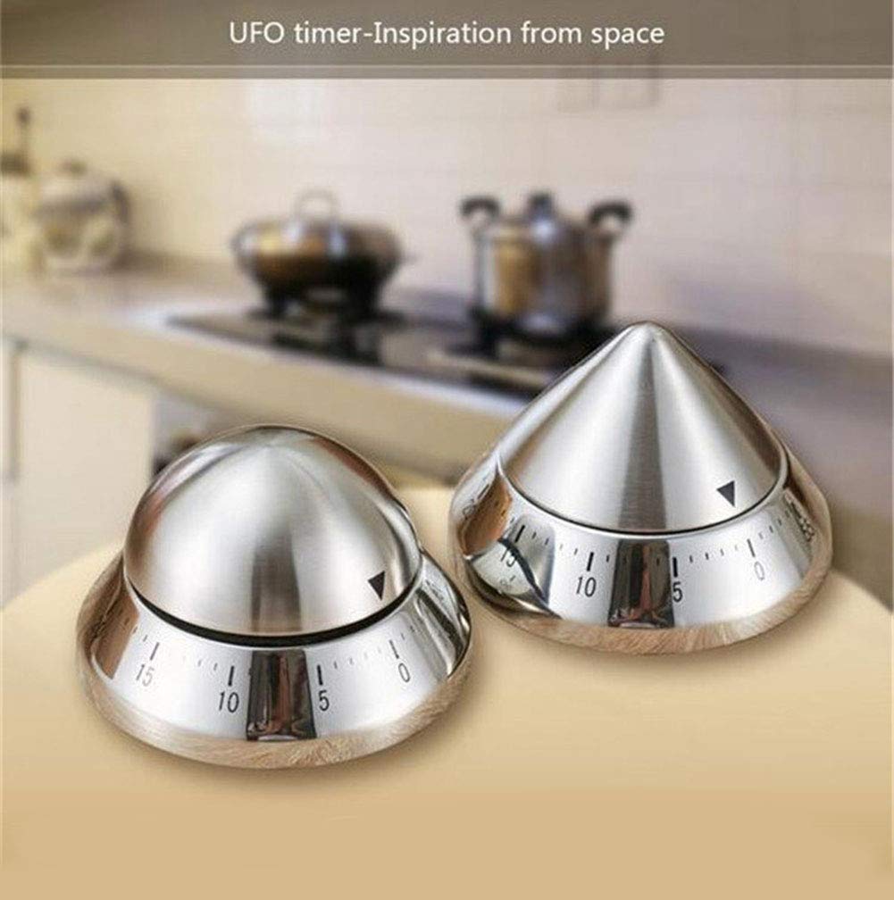 60 Minute Stainless Steel Mechanical Kitchen Timer - Loud Alarm Cooking Countdown Clock for Baking, BBQ, and Home Use (Apple)