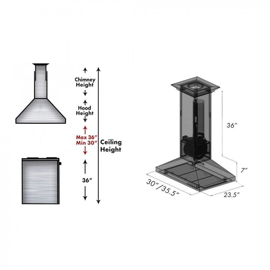 ZLINE Designer Series Hand Hammered Copper Island Mount Range Hood 8GL2Hi - Premium Kitchen Ventilation for Modern Homes | Perfect for Open Concept Kitchens & Gourmet Cooking