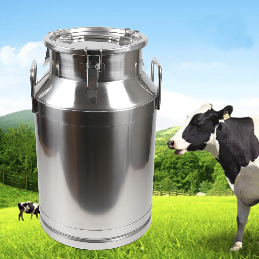 Premium Stainless Steel Milk Can & Wine Bucket - 40L (10.56 Gallon) Heavy Duty Storage Container with Airtight Lid - Ideal for Dairy, Winemaking, Oil Storage & Farmhouse Decor