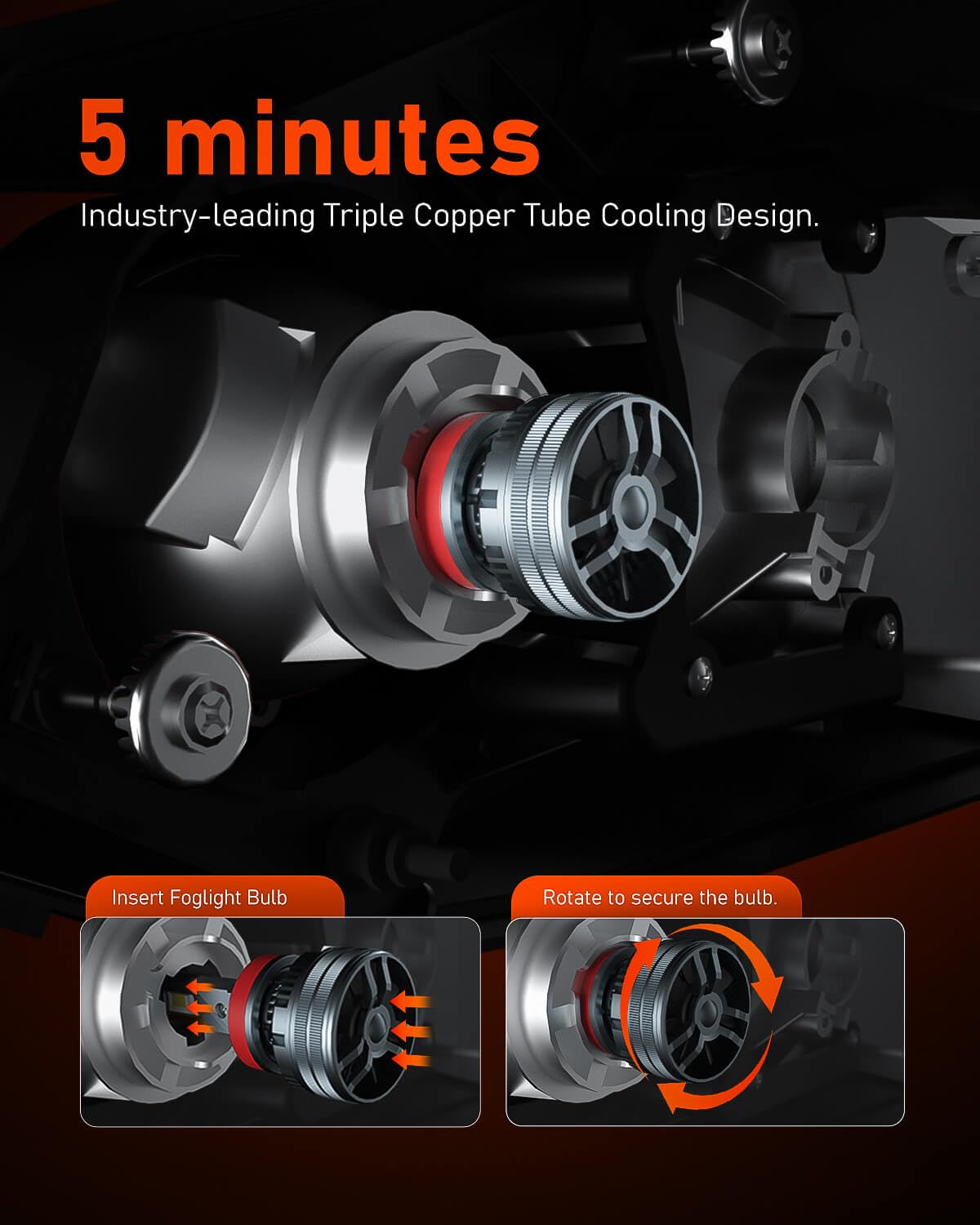LUXSTER Punisher 40,000LM H11/H8/H9 LED Headlight Bulbs & H16 Fog Lights - Triple Copper Pipes, Ultra-Bright TalonLED Chips, 6000K Pure White, IP68 Waterproof, Plug-N-Play Installation (Pack of 2) - Perfect for Night Driving, Off-Road Adventures & Extreme Weather Conditions