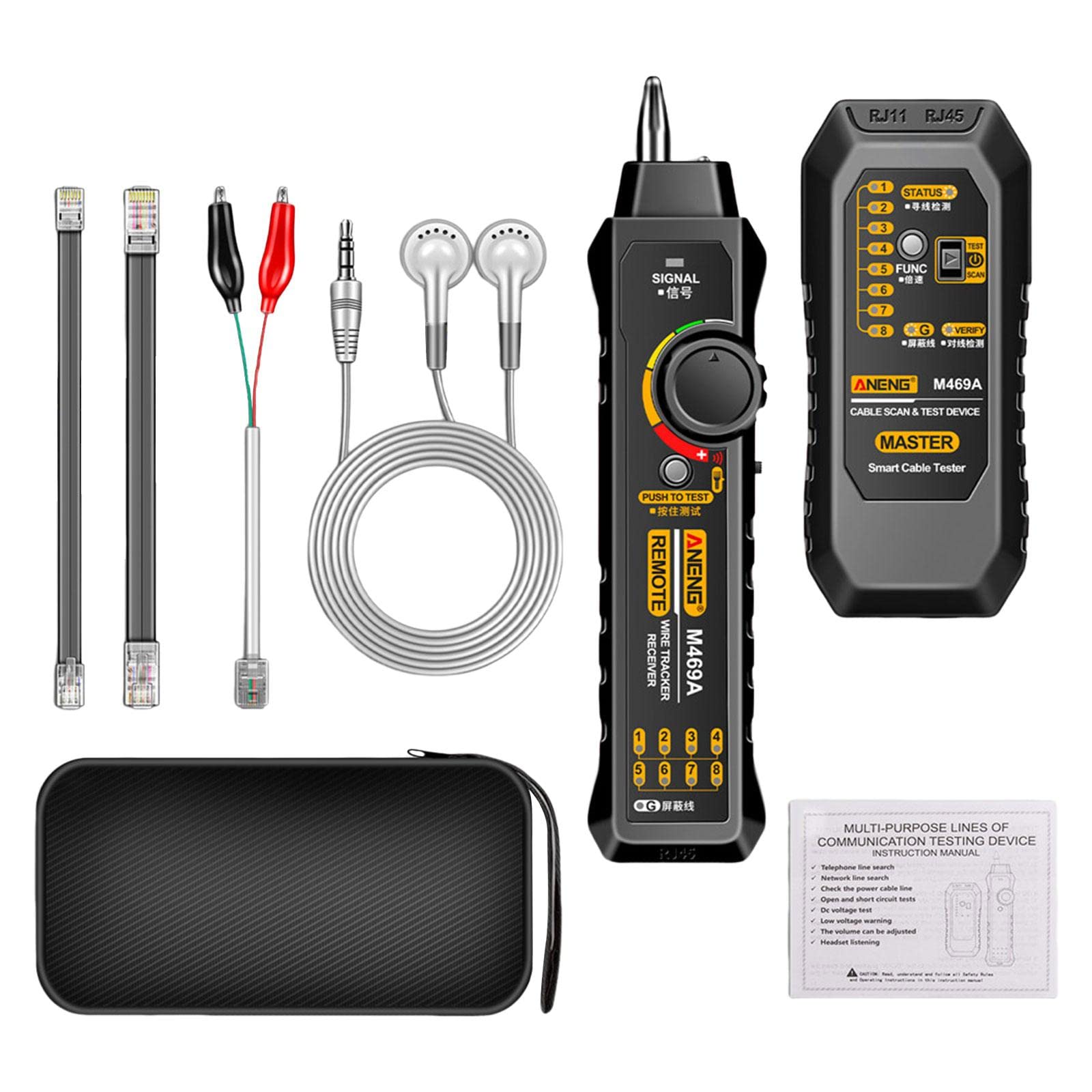 2-Pack Network Cable Tester Kit - RJ45 & RJ11 Line Finder with Optical CAT Detection - Professional Ethernet Cable Tester for Home, Office, and Data Center Networking Setup