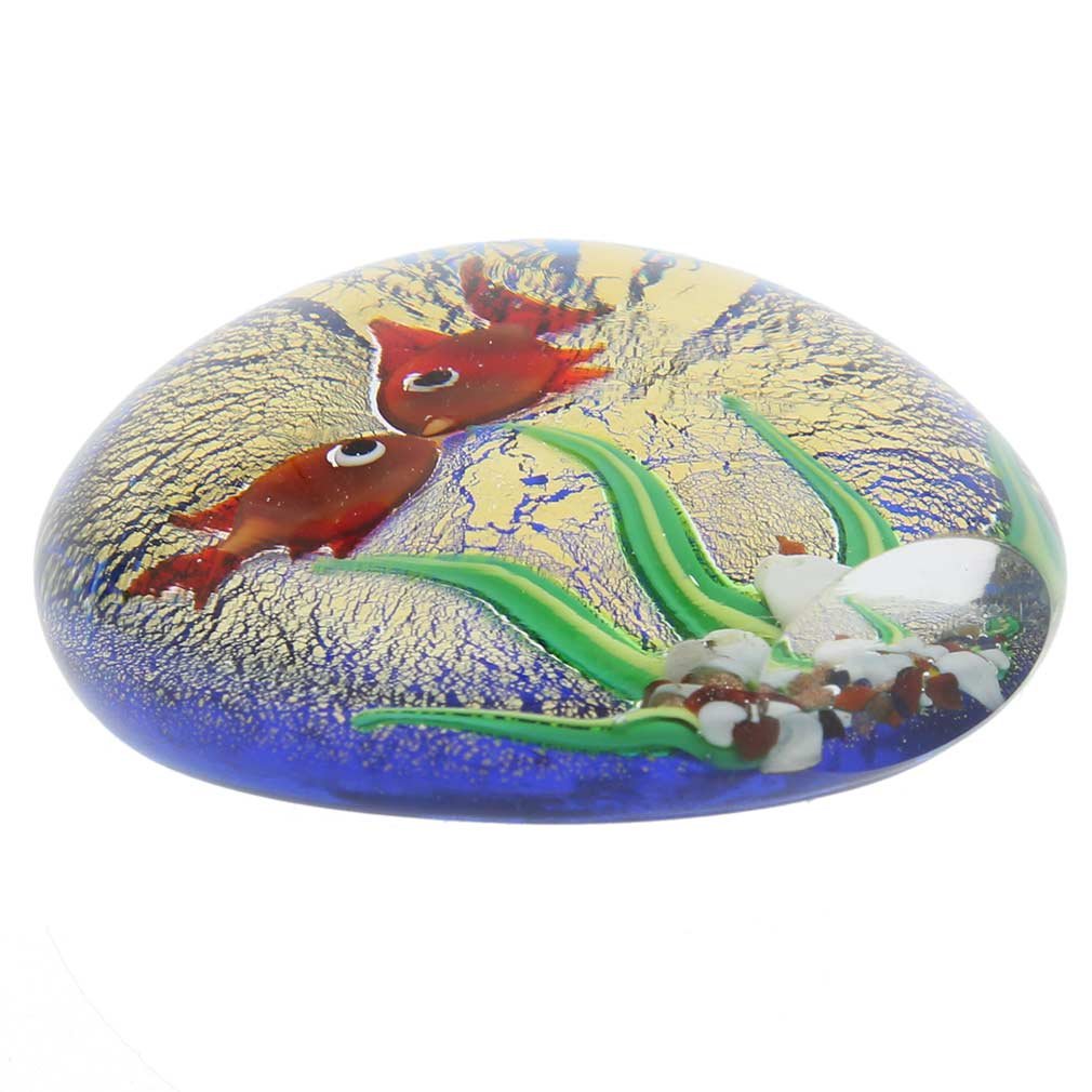 Venetian Murano Glass Aquarium with Goldfish - Handmade Italian Art Glass Fish Tank for Home & Office Decor | Perfect for Living Rooms, Desks, and Gift Giving