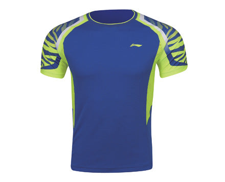Li Ning Men's Badminton Shirt - Breathable Quick-Dry Sports T-Shirt for Badminton & Tennis - Lightweight Performance Shirt for Men (Blue) - Perfect for Training, Matches & Casual Wear