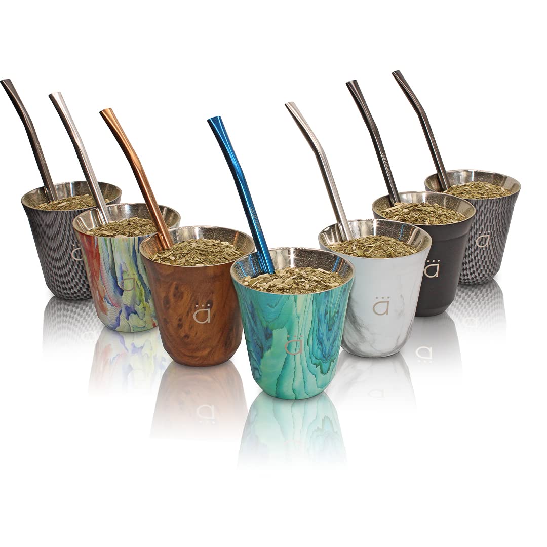 Premium Yerba Mate Gourd Set - Stainless Steel with Bombilla & Brush for Tea Lovers