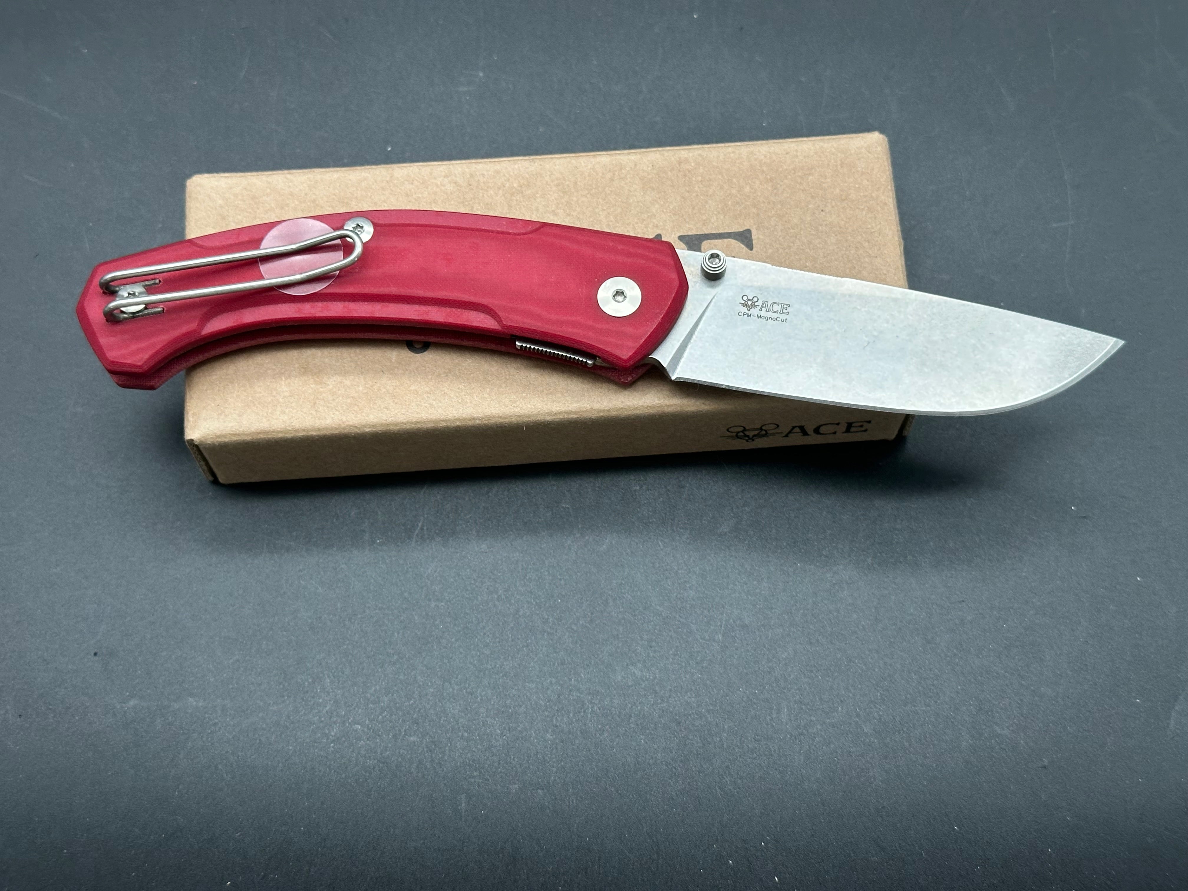 Giant ACE IONA V2 Folding Knife - Red Linen Micarta Handle with MagnaCut Blade | EDC, Outdoor Survival, Camping & Everyday Carry