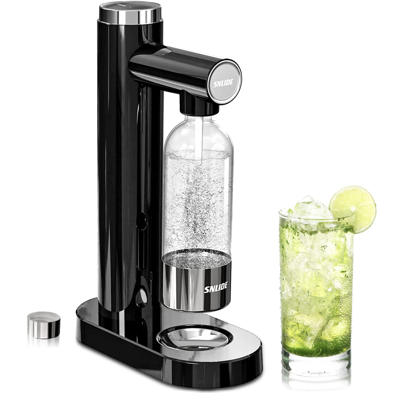 Sparkling Water Maker Machine - SodaStream Alternative with 1L BPA-Free PET Bottle & DIY Stickers | Easy Home Carbonation System for Healthy Drinks | Perfect for Cocktails, Mocktails & Hydration