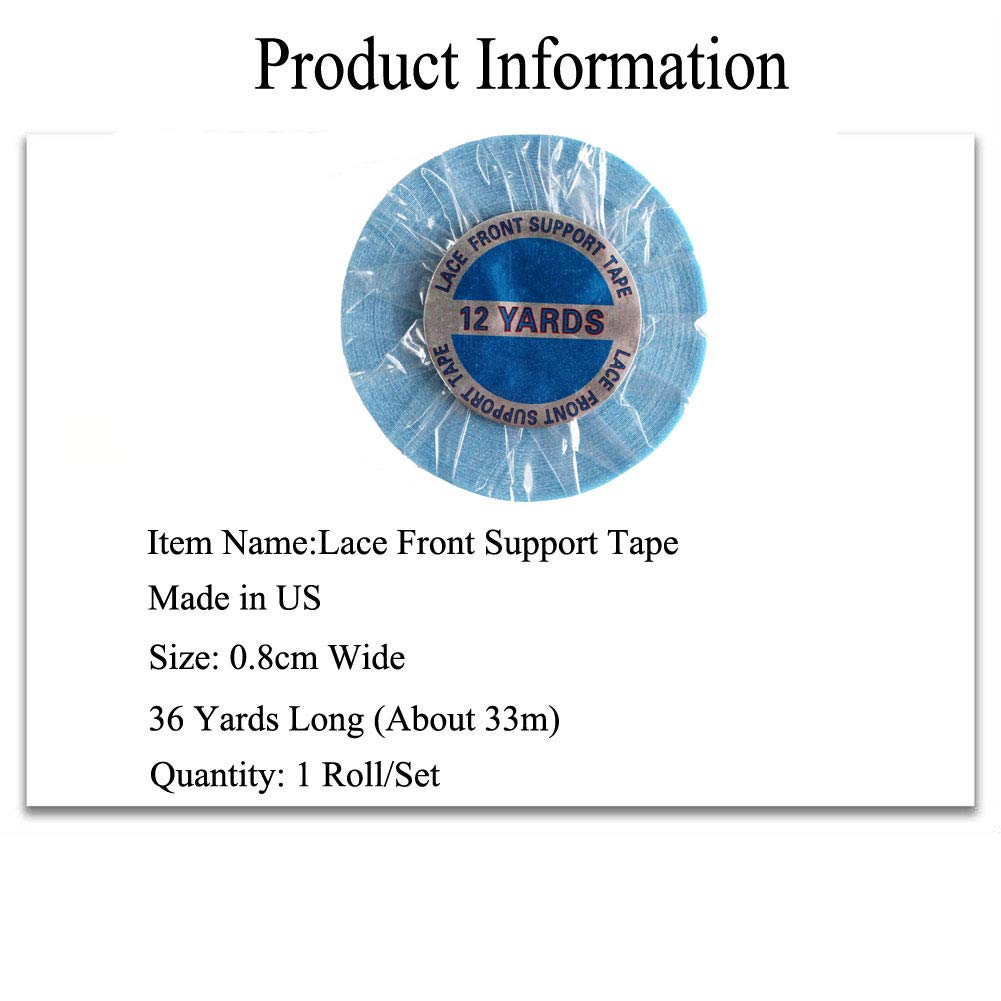 36 Yards Waterproof Lace Front Wig Tape - 8mm Wide Super Strong Adhesive Blue Liner, Double Sided Wig Support Tape for Human Hair Wigs, Extensions, Toupees & Beards | Secure Hold for Daily Wear, Cosplay & Special Occasions