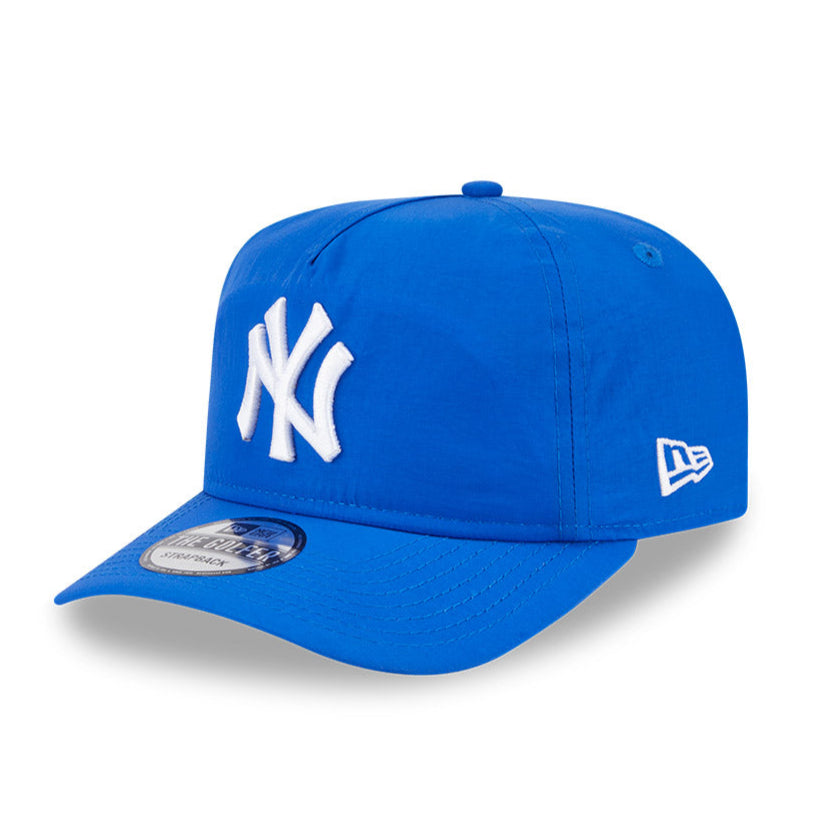 New York Yankees Strapback Hat by New Era - Light Royal Blue Nylon Golf & Everyday Cap for Men | Perfect for Baseball Games, Golfing, and Casual Wear