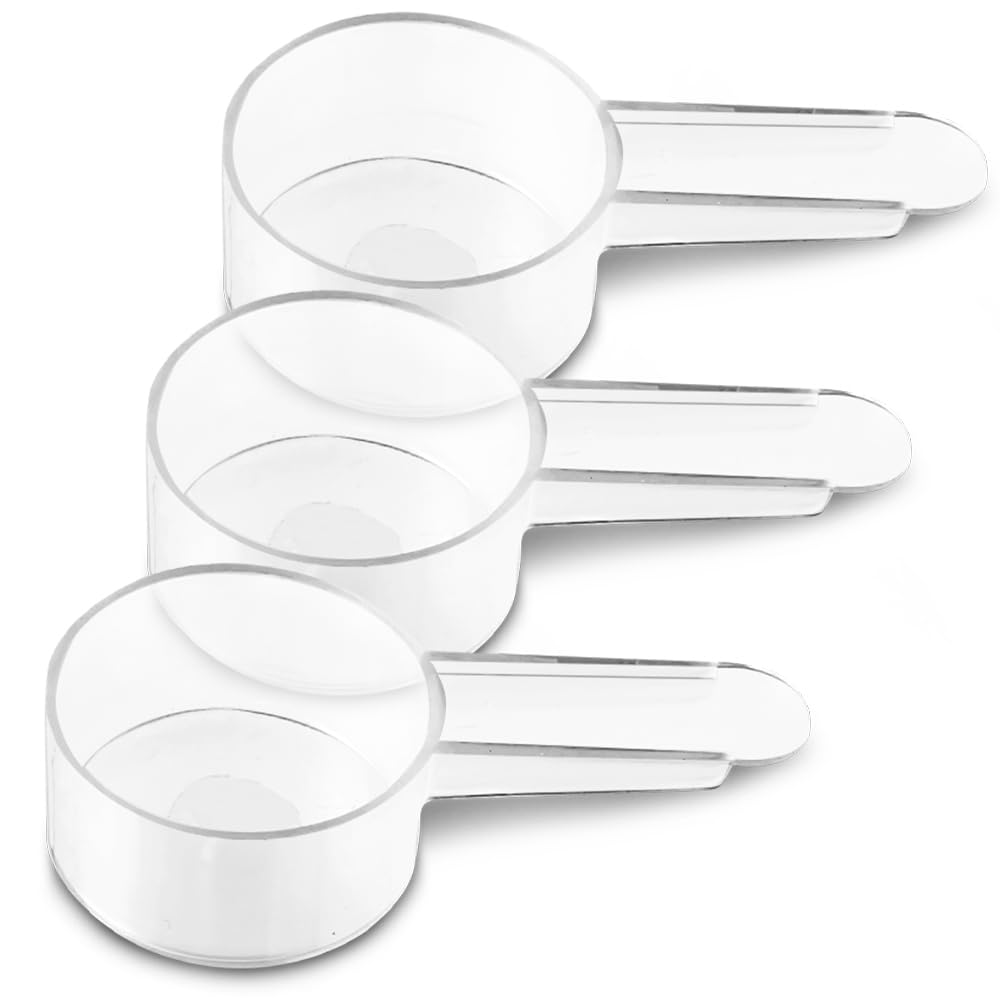 3-Pack 1 Tablespoon (15ml) Measuring Spoon Set - Short Handle Clear Plastic Scoops for Coffee, Tea, Protein, Spices & Powders | Perfect for Baking, Cooking & Measuring Dry Ingredients
