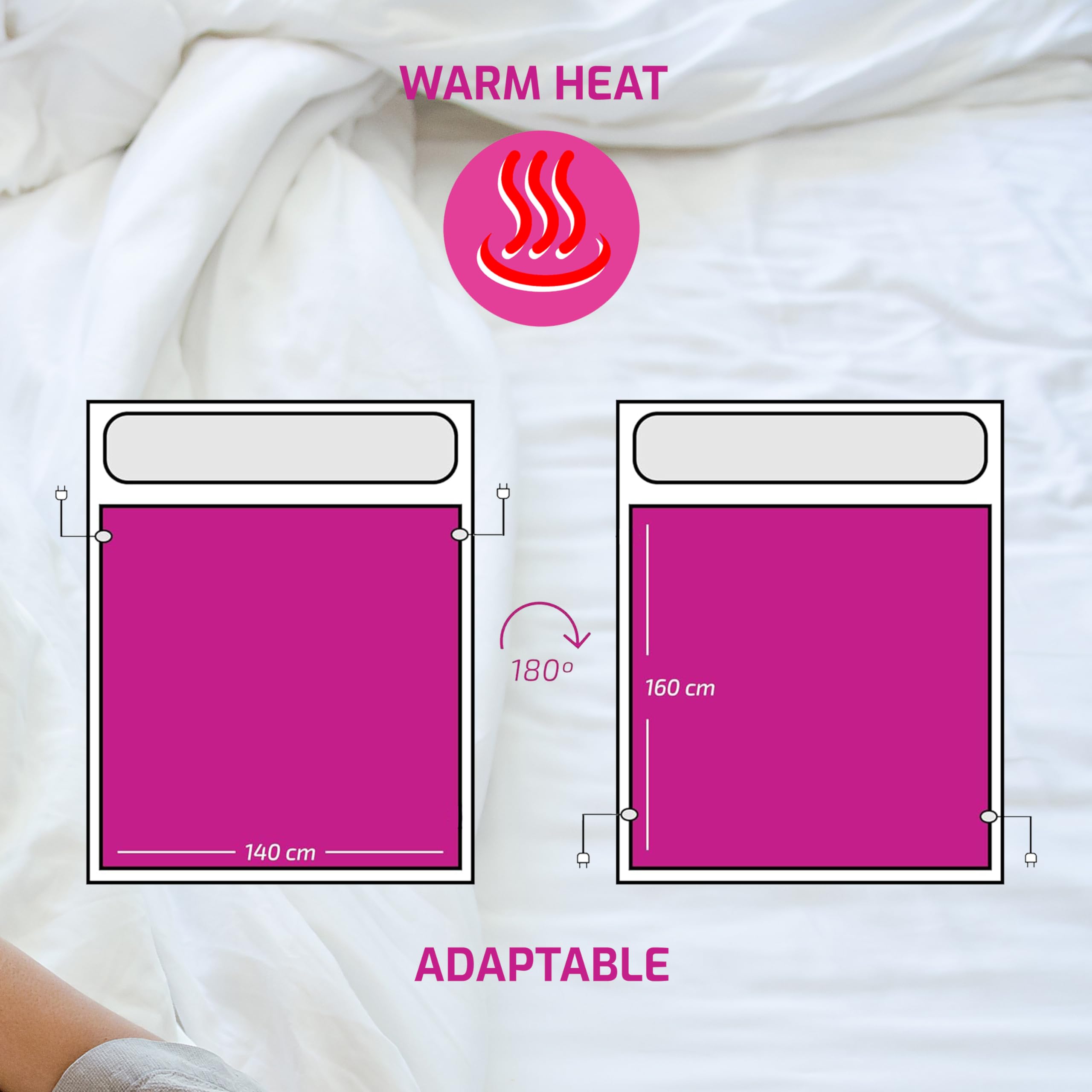 **Pekatherm UP205D Electric Heating Blanket - Double Size 140x160cm, 3 Heat Settings, Overheat Protection, 100% Polyester - Perfect for Winter Warmth & Bed Comfort**
