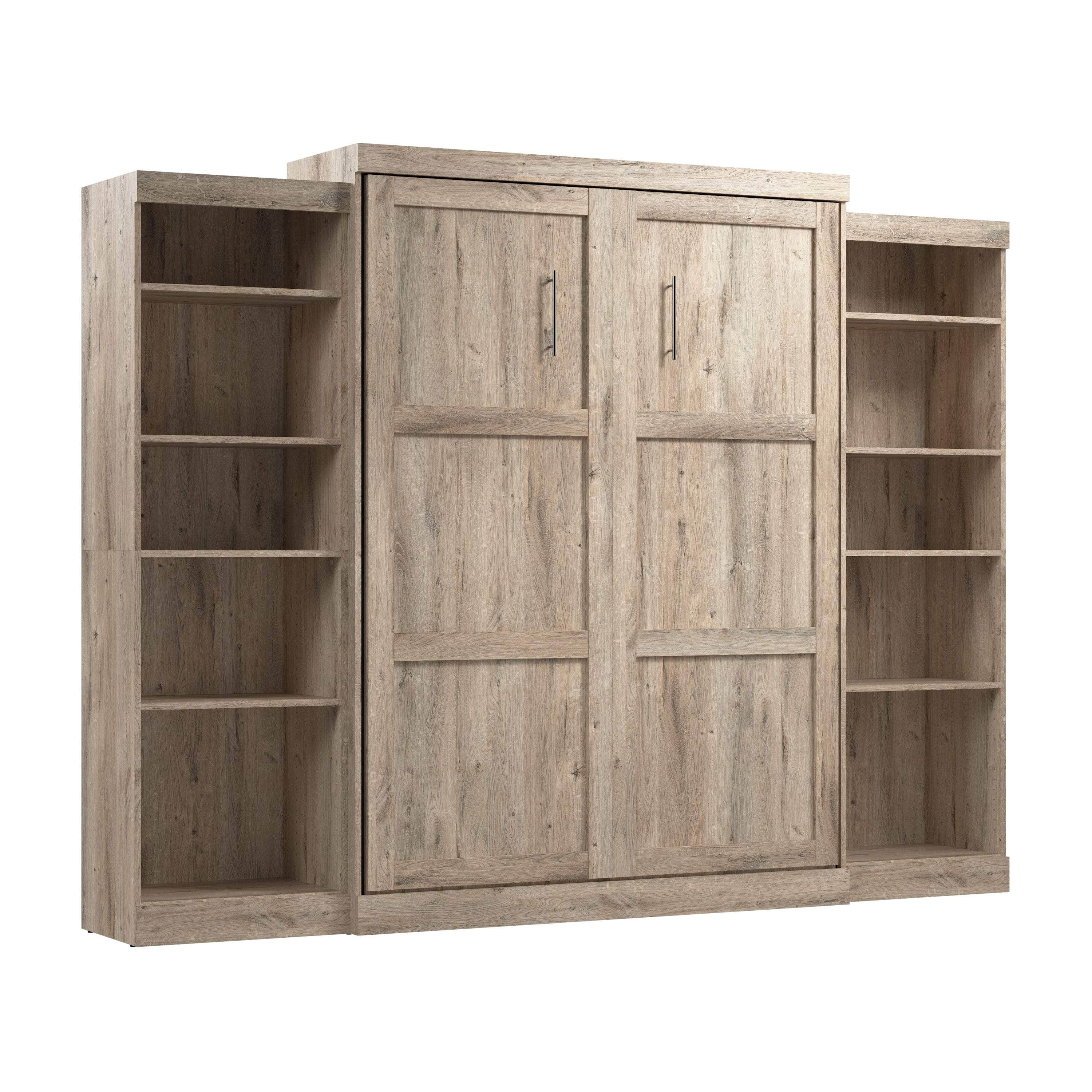 Pur Queen Murphy Wall Bed with 2 Storage Units (115W) - 7 Color Options | Space-Saving Foldable Bed for Small Apartments, Guest Rooms & Home Offices