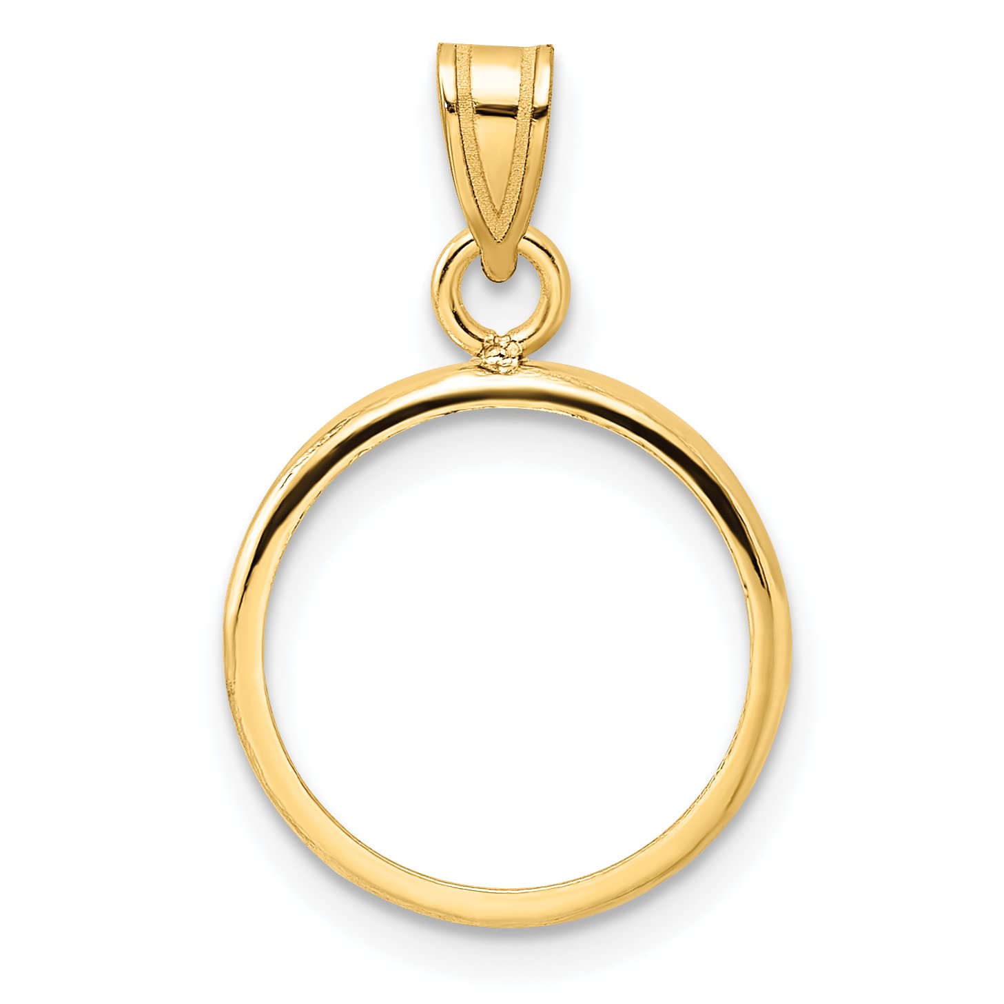 14K Yellow Gold Wideband Coin Bezel Pendant - 14.0mm Polished Prong Setting for Jewelry Making & Coin Display (24.32mm) | Perfect for Gift Giving, Layering Necklaces & Vintage Style Accessories