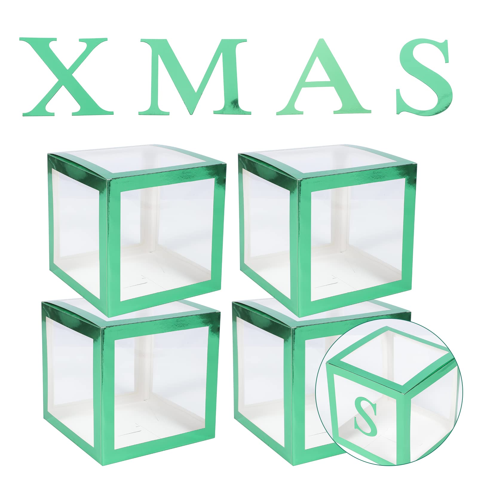 ABOOFAN 12-Piece Clear Balloon Box Set - Transparent Christmas Balloon Storage Case for Xmas Fireplace Decor, Photo Booth Backdrop, Letter Balloons & Party Props - Perfect for Holiday Decorations, Winter Celebrations & Festive Gatherings