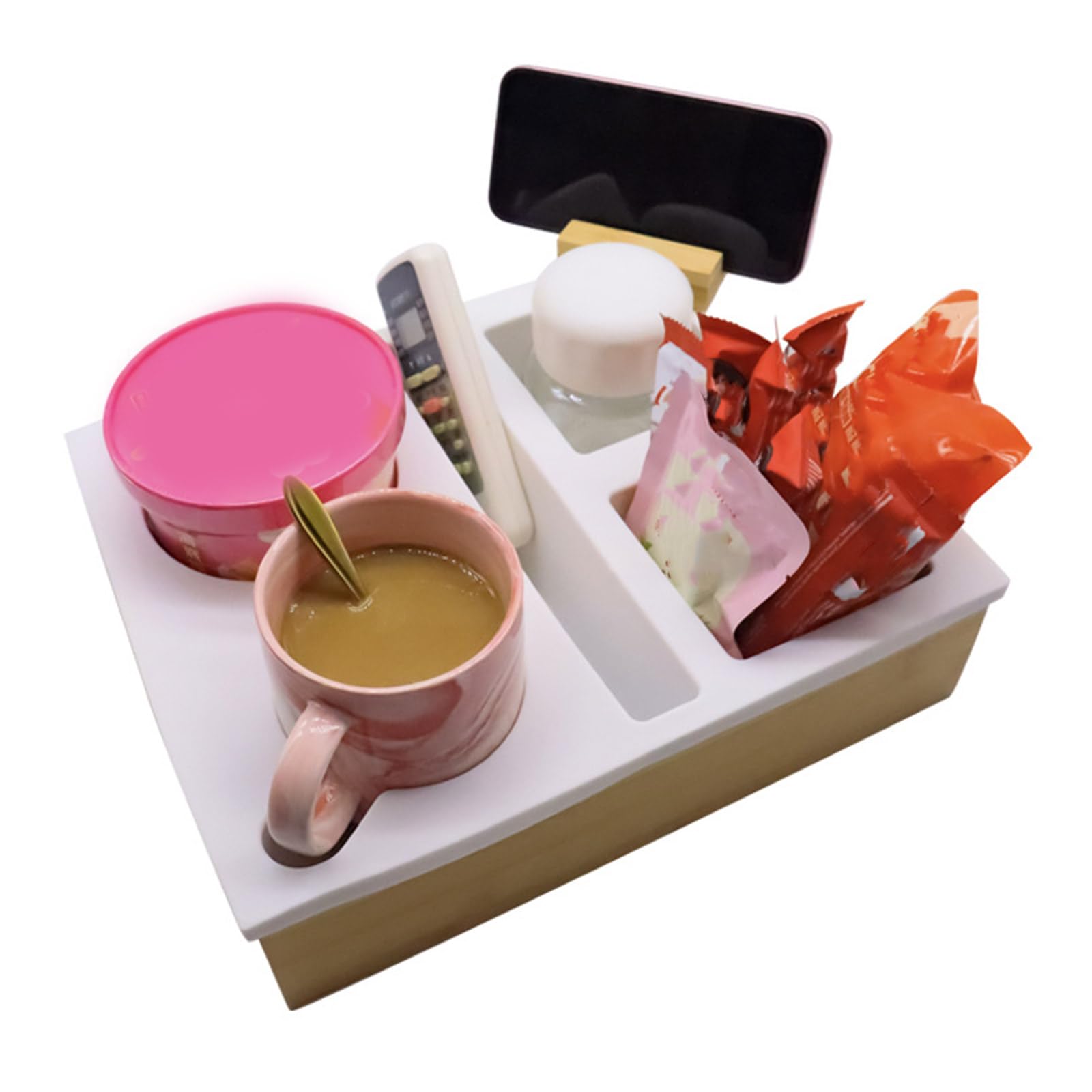 Multifunctional Silicone Cup and Smartphone Organizer - Practical Couch Cup Holder Tray for Snacks, Beverages, and Phone Storage - Perfect for Living Room, Office, and Car Use