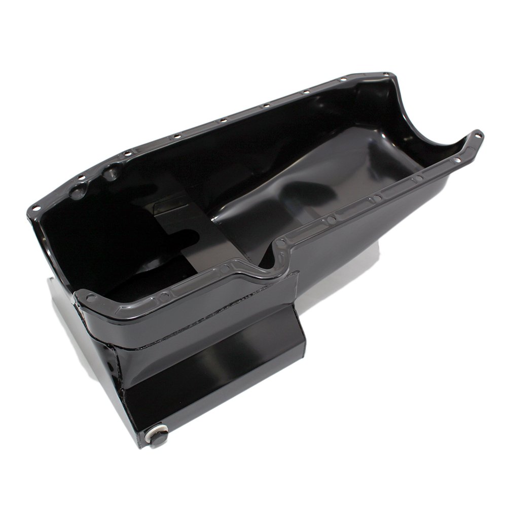 Small Block Chevy Black Drag Style 7qt Oil Pan 2-Piece Rear Main SBC 305 350 - High Performance Oil Pan for Chevy 305 & 350 Engines - Perfect for Drag Racing & Engine Upgrades