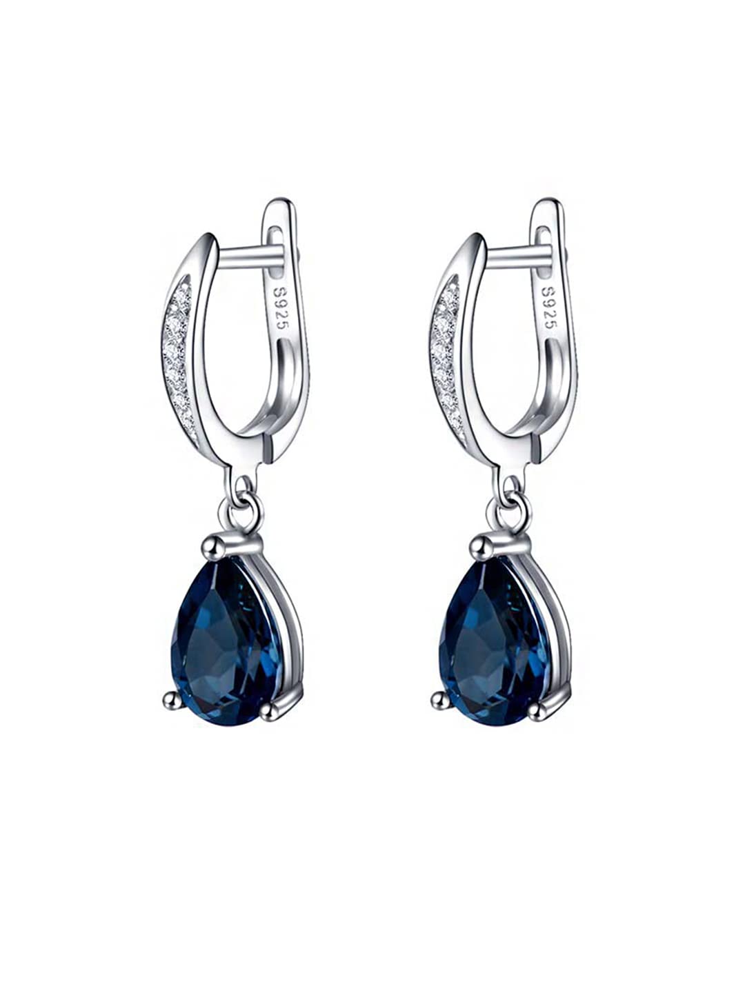 Yellow Chimes Drop Earrings for Women & Girls | Silver Tone Blue Crystal Teardrop Studded Dangle Earrings | Birthday & Anniversary Gift for Wife, Daughter, Sister | Perfect for Parties, Weddings & Everyday Wear