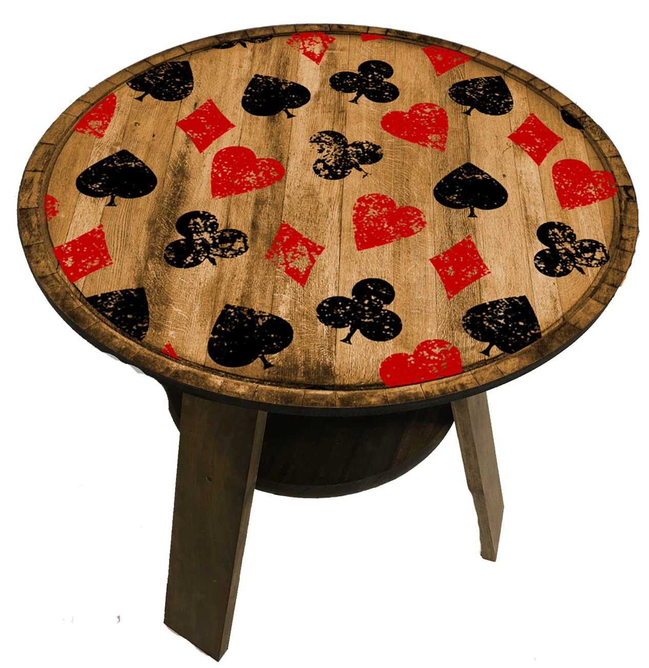 Premium 22-Inch Round Poker Table with Shelf - Perfect for Card Games, Bars & Pubs - Durable Suits of Cards Design for Poker Nights & Home Entertainment