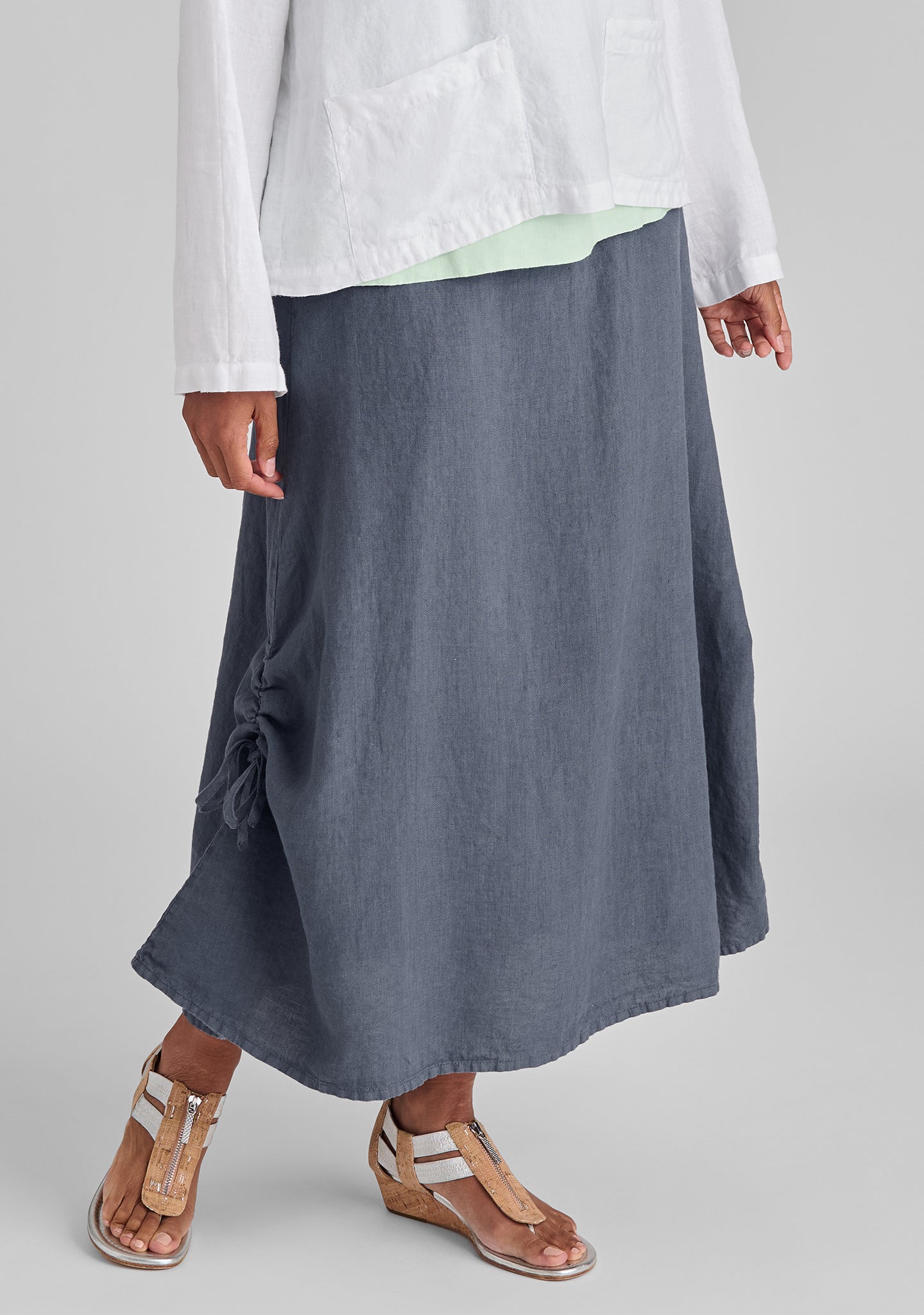 Elegant Cinched Waist Linen Maxi Skirt for Women | Flowy Summer Beach Dress | Perfect for Vacations, Weddings & Boho Outfits