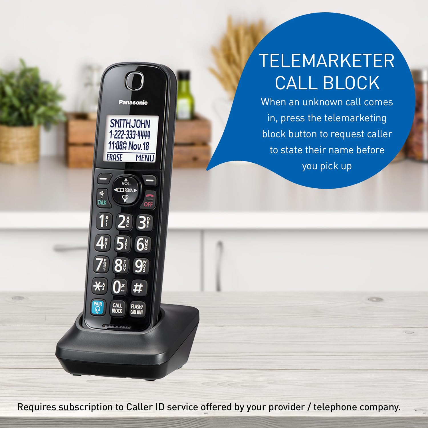 Panasonic KXTGF892B Expandable Corded Phone System with Bluetooth, Wireless Headset & Hearing Aid Compatibility, Smart Call Block, Bilingual Caller ID - 2 Handsets (Black) - Perfect for Home & Office Communication