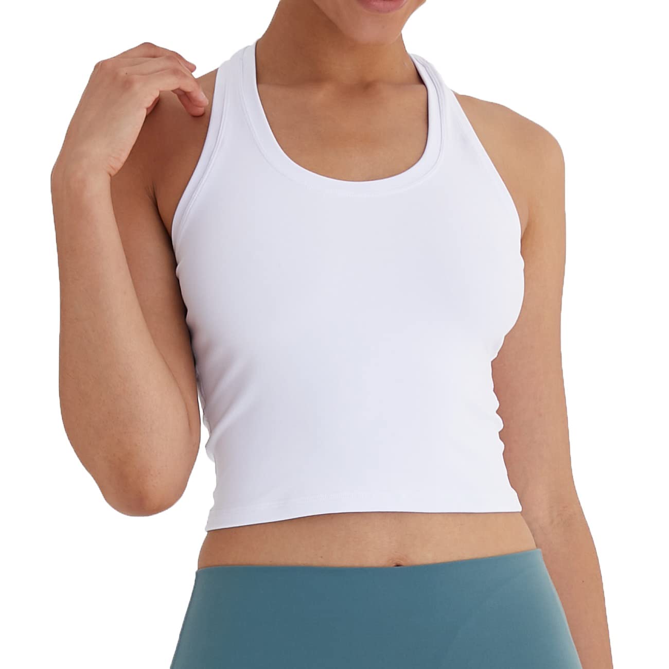 Women's Cropped Racerback Tank Top - Breathable Workout Shirt for Running, Yoga & Gym - Lightweight Activewear for Women's Fitness & Summer Sports