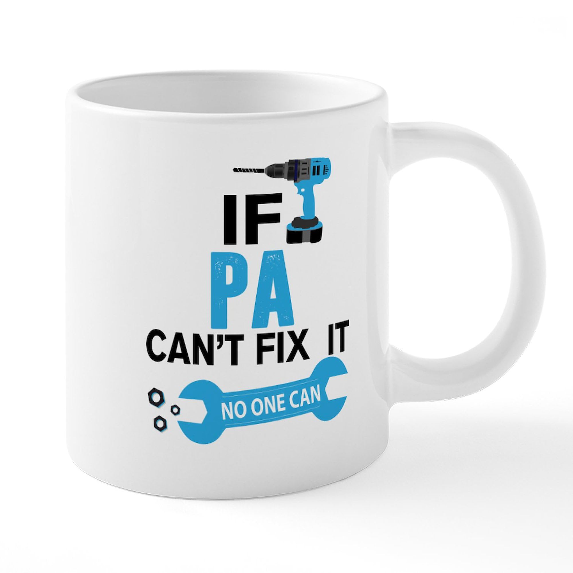 CafePress 'If Pa Can't Fix It No One Can' 20 Oz Ceramic Mega Mug - Large Coffee Cup for Dad, Father's Day Gift, Office & Home Use
