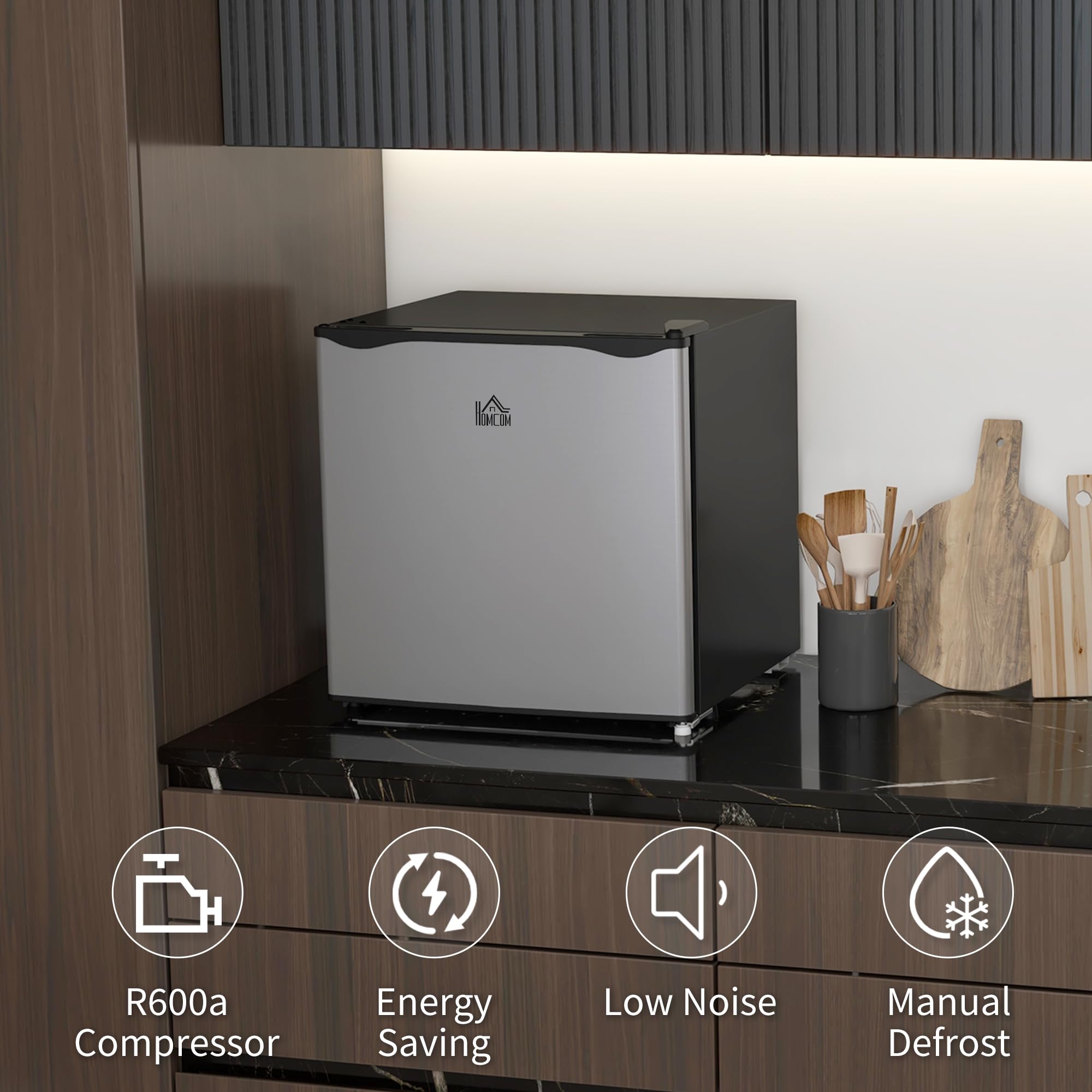 1.1 Cu. Ft Mini Freezer - Compact Upright Freezer with Adjustable Temperature, Removable Shelf & Reversible Door - Energy Efficient Stand Up Freezer for Bedroom, Office, Dorm - Perfect for Storing Food, Drinks & Ice Cream (Silver)