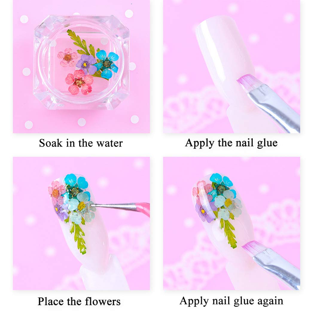 SOWUNO 12-Grid Dried Flower Nail Art Kit - Creative Nail Decoration with Assorted Dried Flowers for DIY Nail Designs - Perfect for Home, Salon & Party Nail Art
