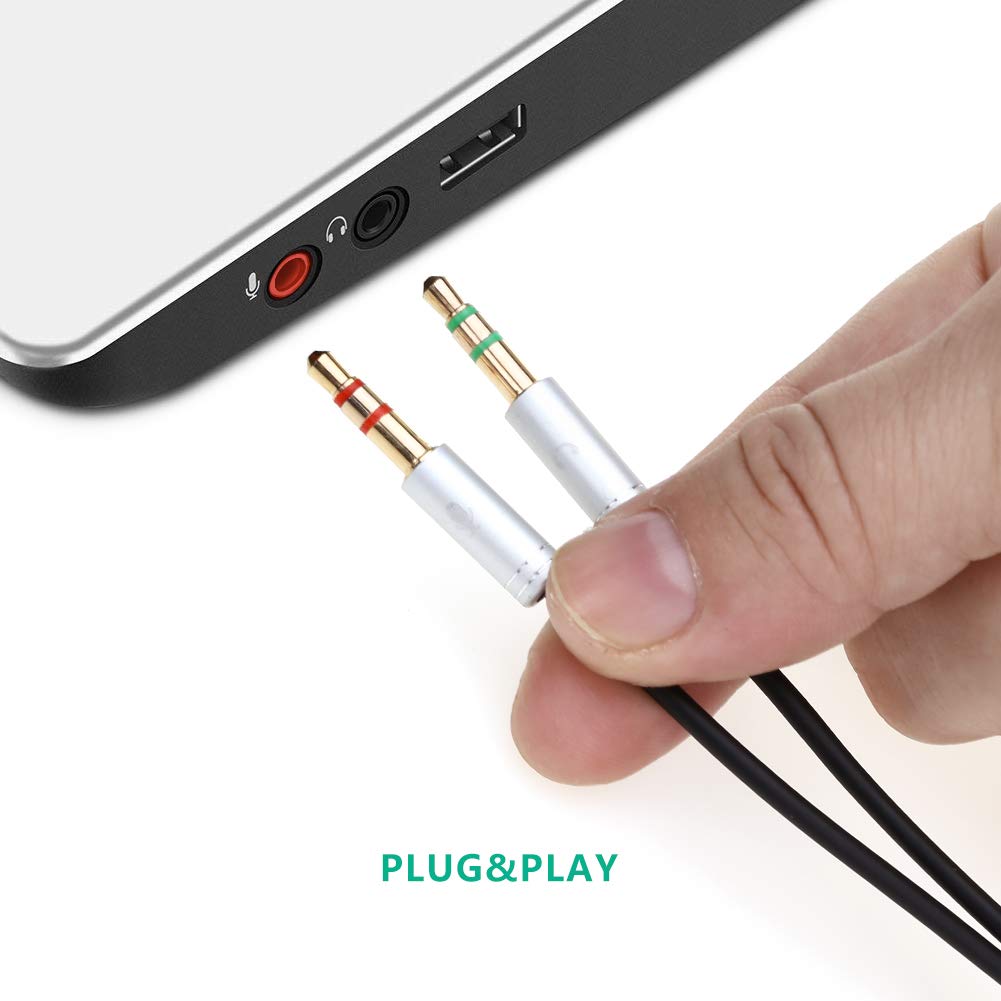NANYI 3.5mm Headphone Splitter Cable - Female to Dual Male Audio Adapter for PC, Laptop, Gaming & Conference Calls - Silver Y Splitter for Headphone & Microphone (Perfect for Online Meetings, Gaming & Music Sharing)