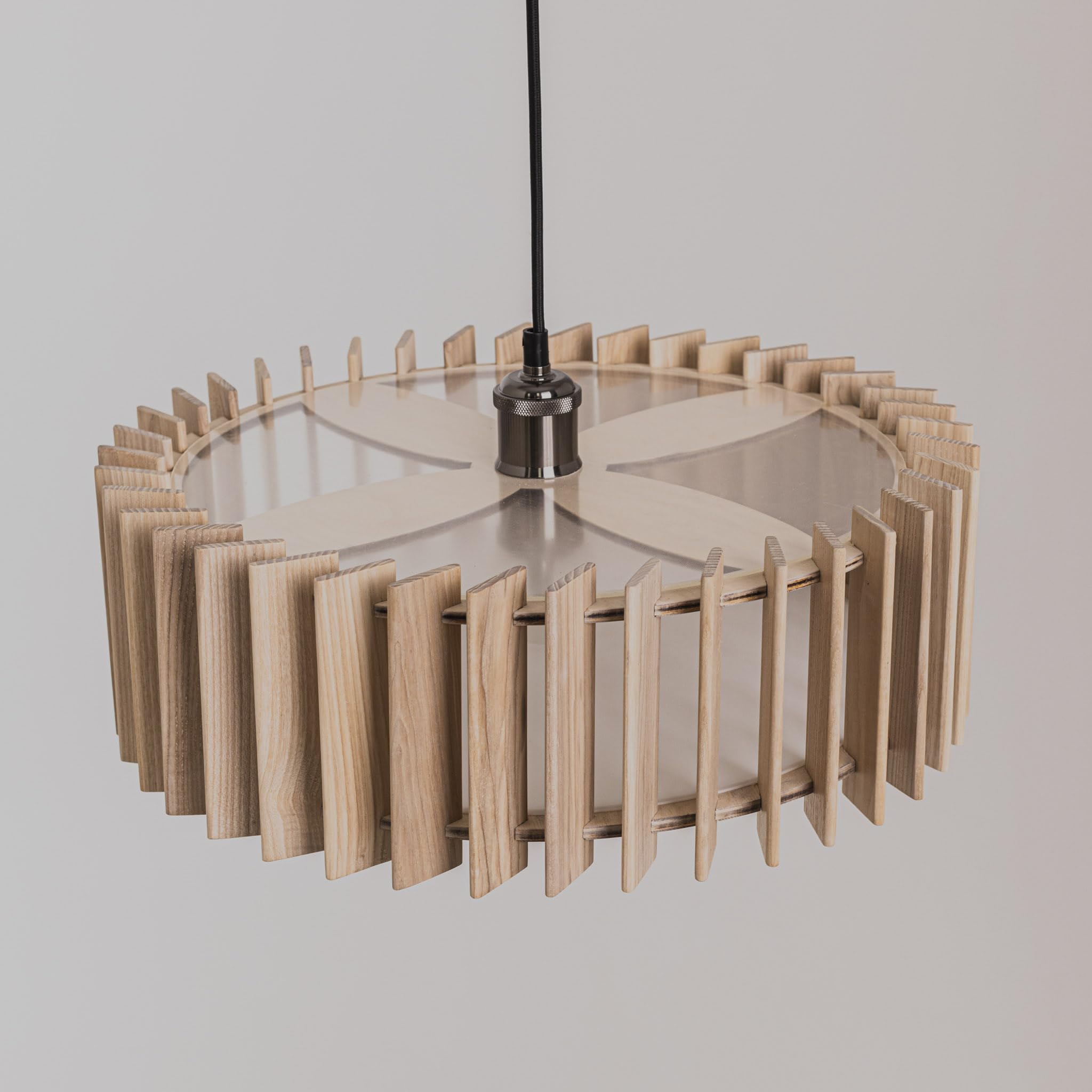 Handcrafted Wood Chandelier - Modern Wooden Pendant Light Fixture for Kitchen & Dining Room | Mid Century Inspired Ceiling Lighting for Home Decor