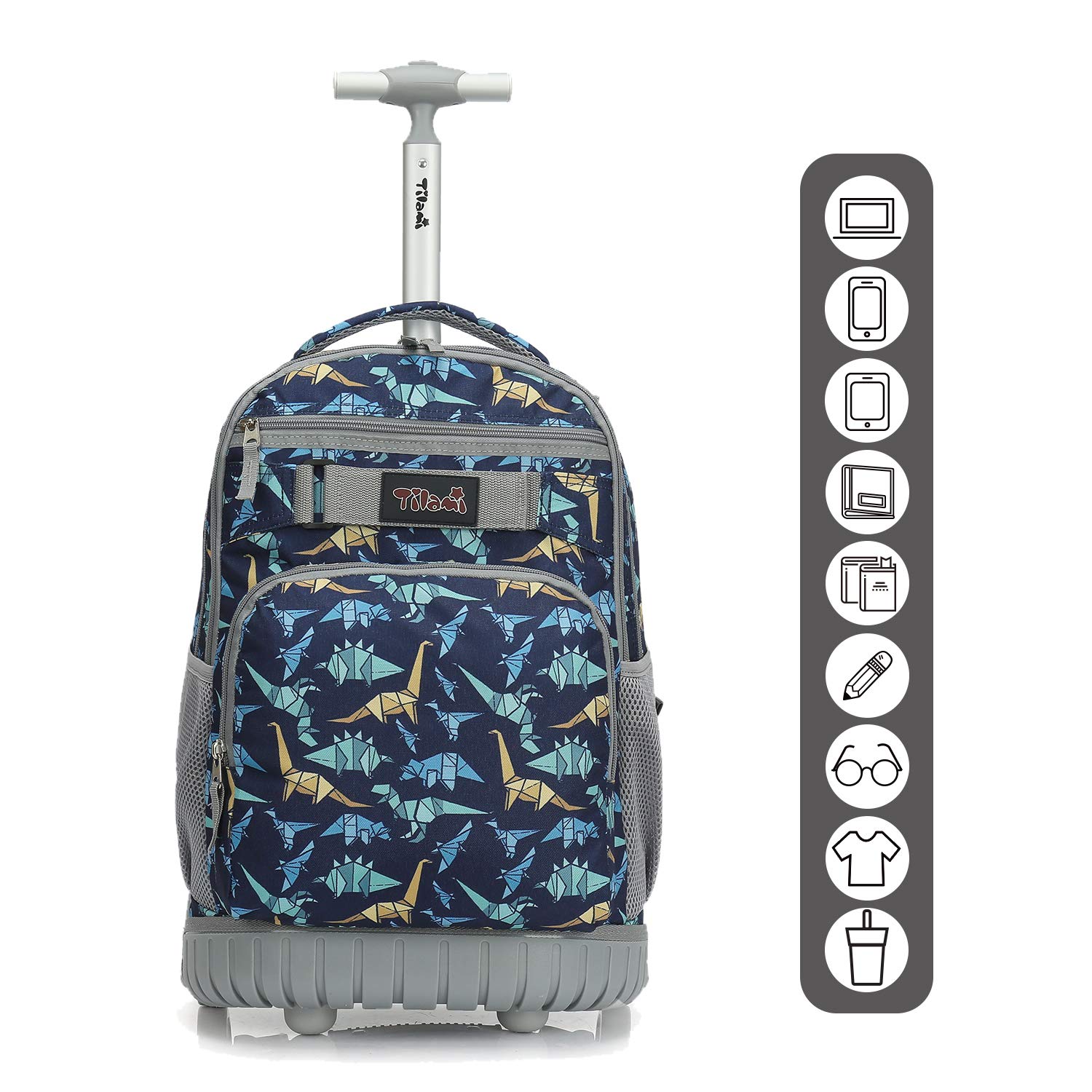 Tilami 18 Inch Rolling Backpack with Wheels - Durable Wheeled Backpack for School, College, Travel & Trips - Perfect for Boys and Girls - Ideal for Commuting, Air Travel & Campus Use