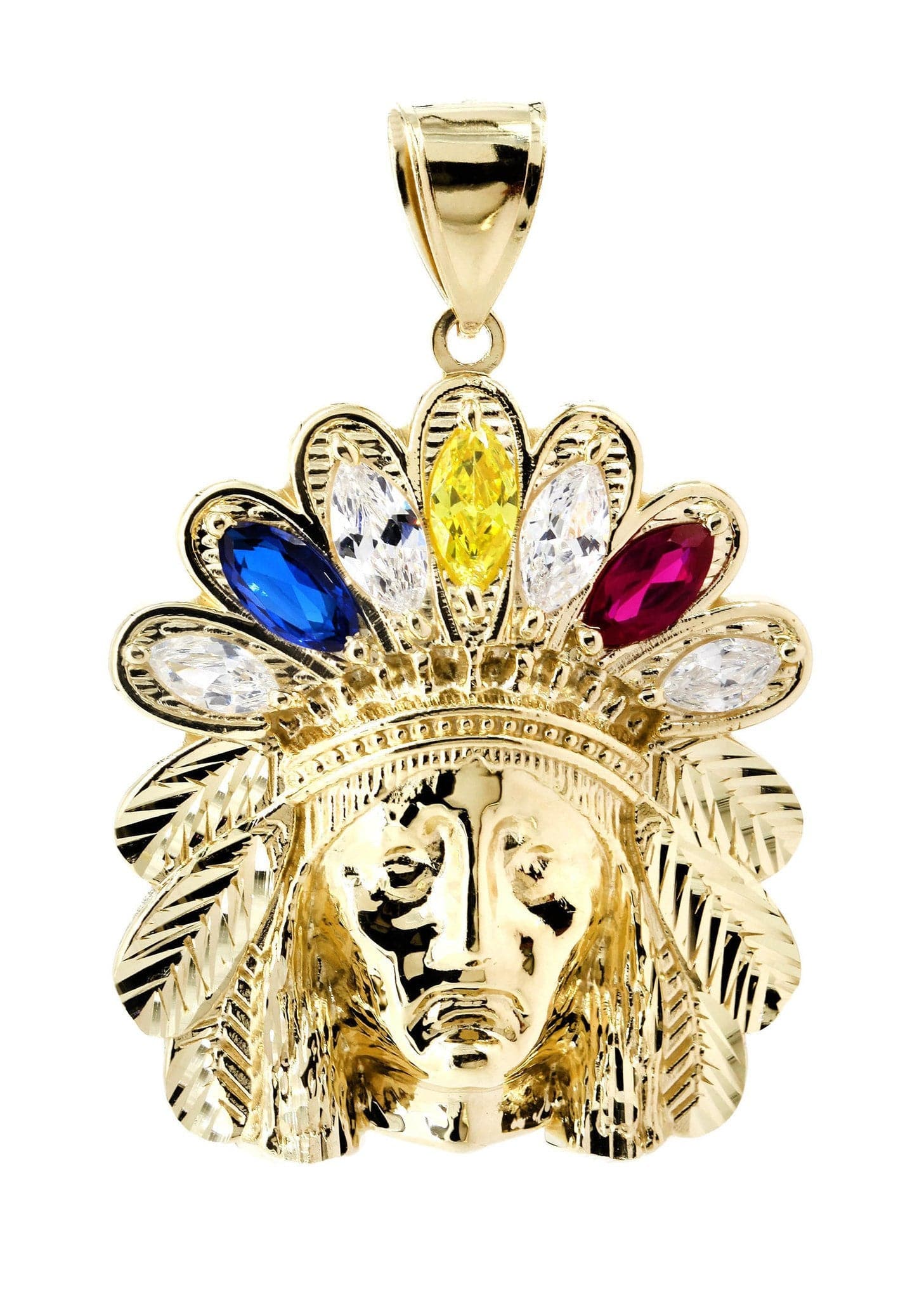 10K Gold Chief Head Pendant Necklace - 15.1 Grams Solid Gold Native American Jewelry for Men & Women - Perfect for Gifts, Special Occasions & Cultural Events