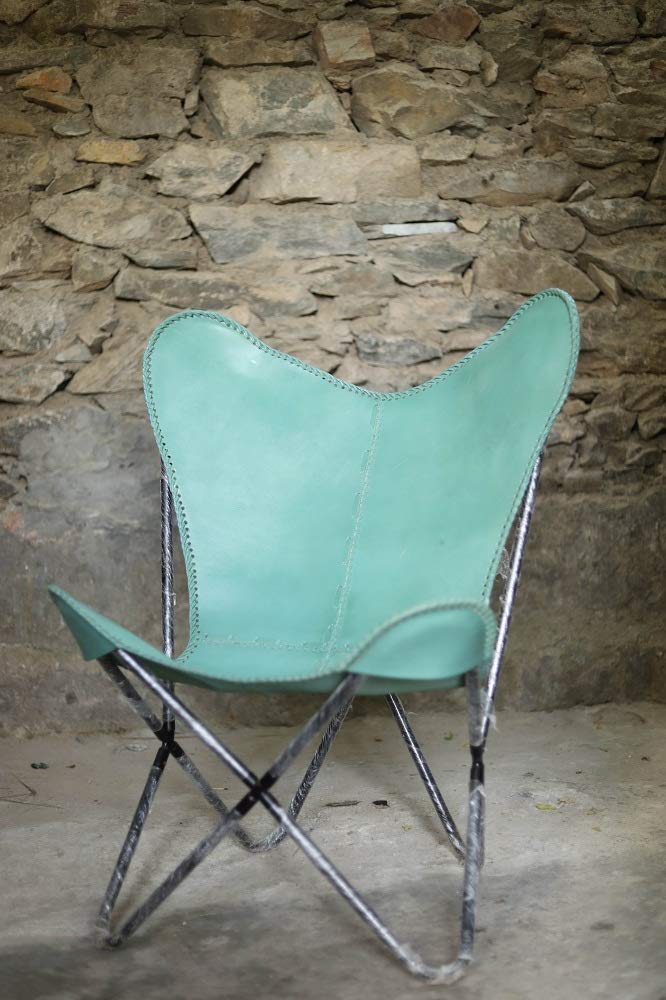 PRASTARA – Genuine Leather Butterfly Chair Cover – Handcrafted Vintage Rustic Design – Side Stitch Accent – Perfect for Living Room, Patio & Boho Home Decor