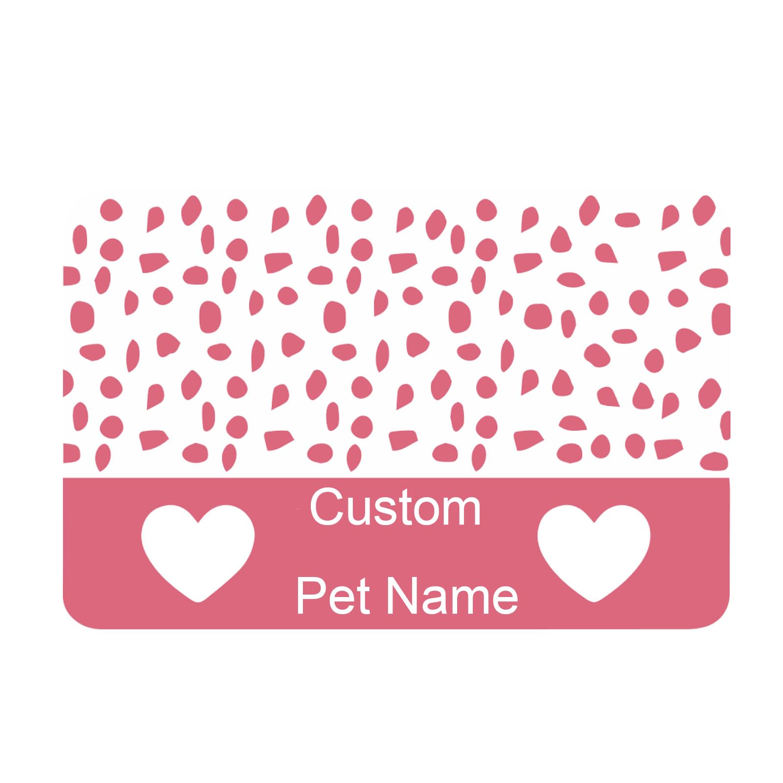 Custom Non-Slip Waterproof Pet Food Mat - Personalized Dog & Cat Bowl Mat with PU Bottom for Floors, Anti-Slip Feeding Mat for Pets (Pink Love) - Perfect for Messy Eaters & Spill Protection in Kitchen or Dining Area