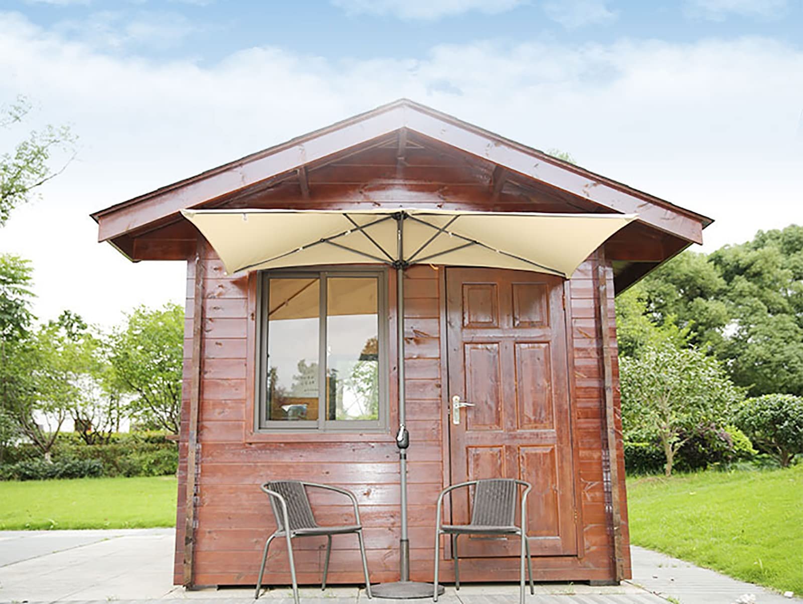 Extra Large Heavy Duty Rectangular Sun Umbrella for Outdoor Patio, Porch, Balcony & Grill - Commercial Grade Portable Market Umbrella in Beige - Perfect for Backyard, Poolside & Restaurant Outdoor Seating