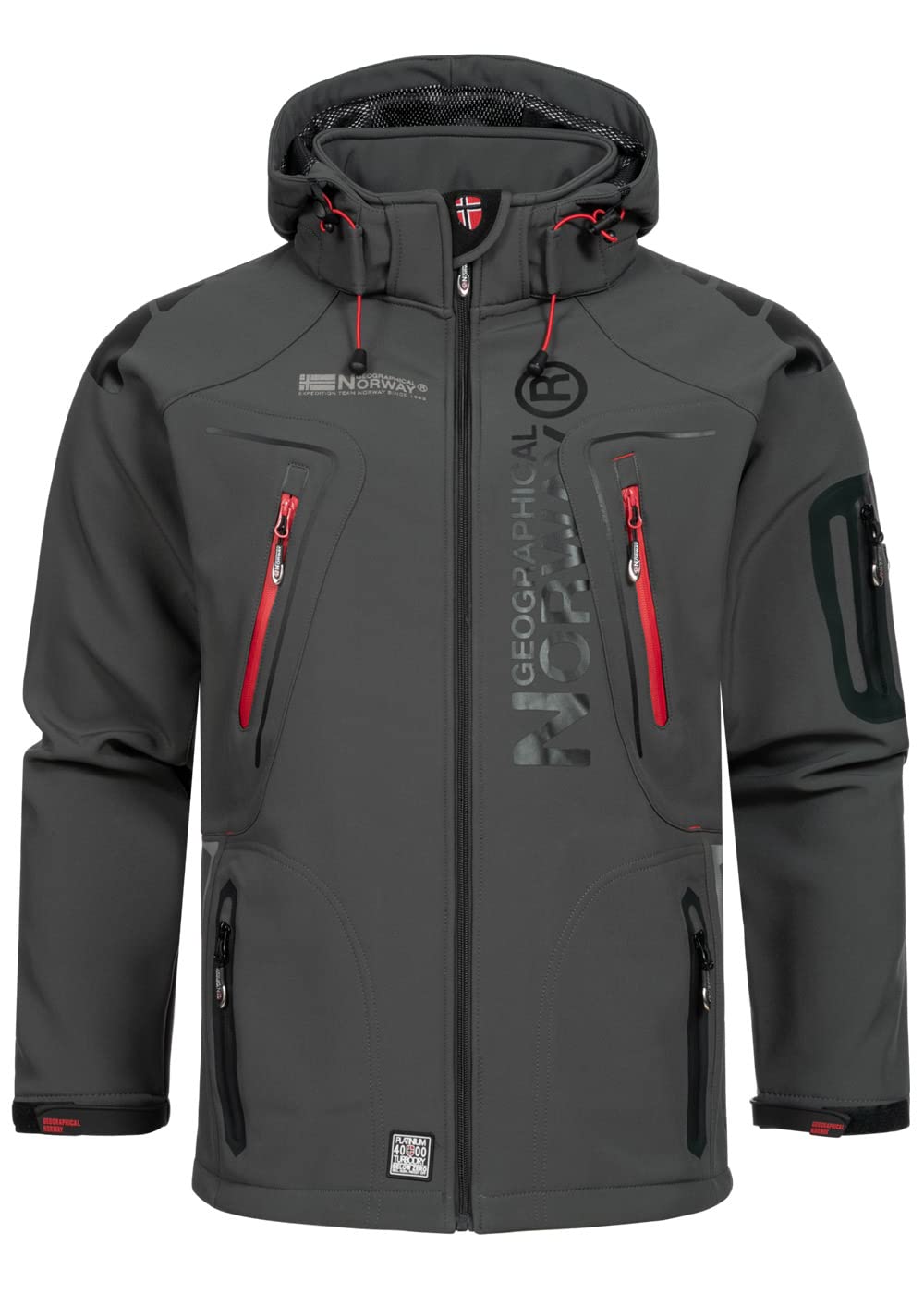 Geographical Norway Men's Tangata Softshell Jacket with Matching Hood - Waterproof Windproof Winter Coat for Hiking & Outdoor Activities