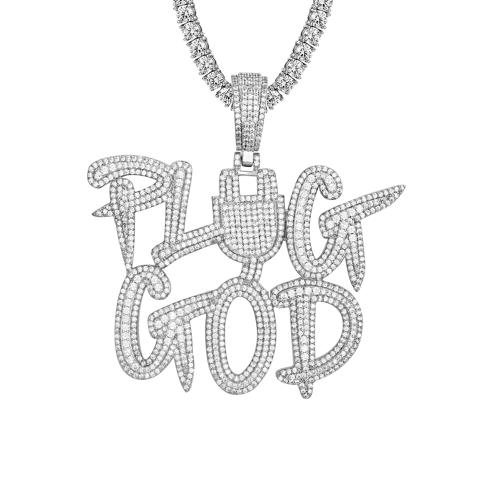 Double Layer Hip Hop Pendant Chain - Icy White Gold Tone Custom Jewelry for Men | Perfect for Rappers, Streetwear & Hip Hop Fashion