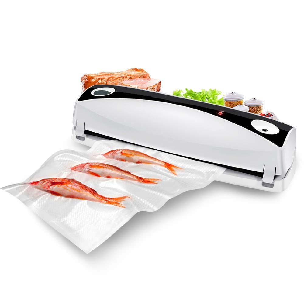 JF-XUAN Automatic Vacuum Sealer Machine for Food Preservation - Compact Kitchen Appliance with Vacuum Bags, White (38x11x8cm) - Perfect for Meal Prep, Sous Vide, and Extending Shelf Life of Fresh Food