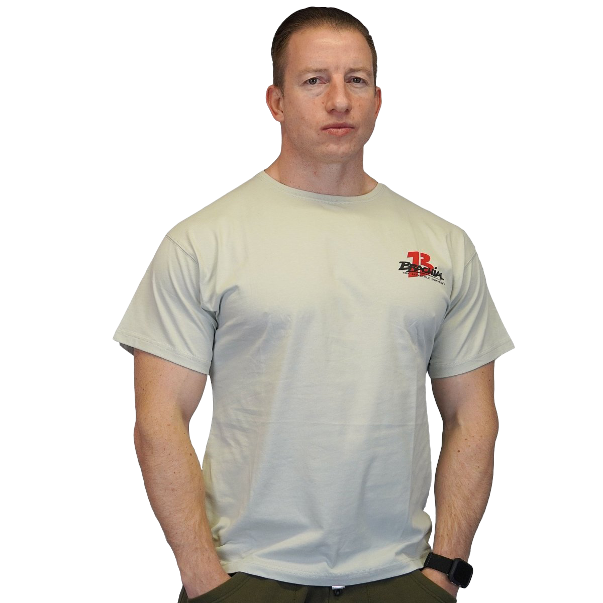 Premium Brachial T-Shirt for Men - Soft Sky Grey Cotton Tee - Casual Wear, Gym & Everyday Comfort