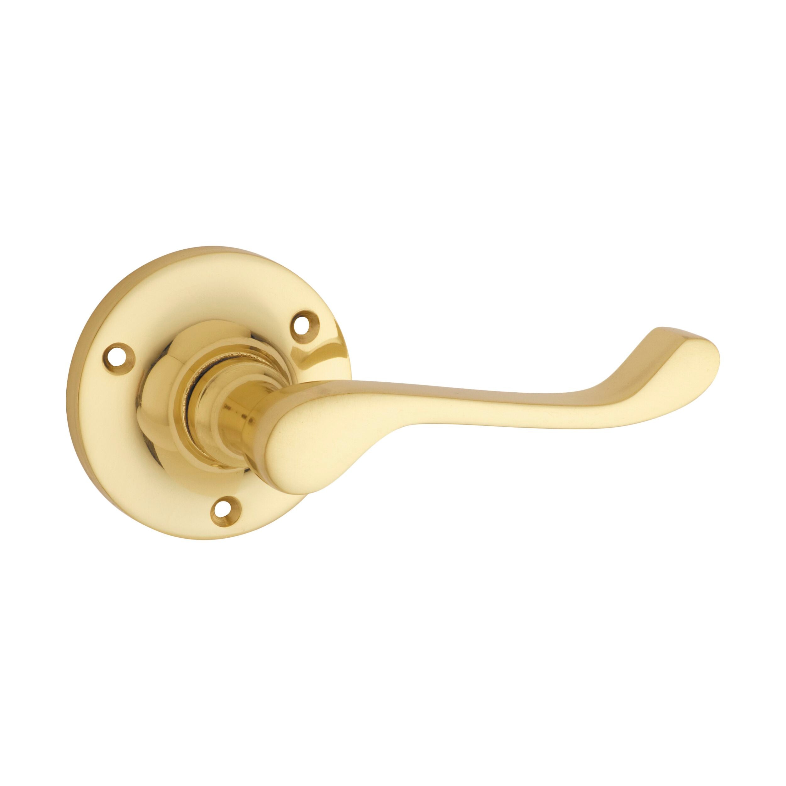 Victorian Style Round Rose Door Lever Set - Polished Brass Finish - D63xP58mm - Perfect for Vintage Home Decor & Interior Design