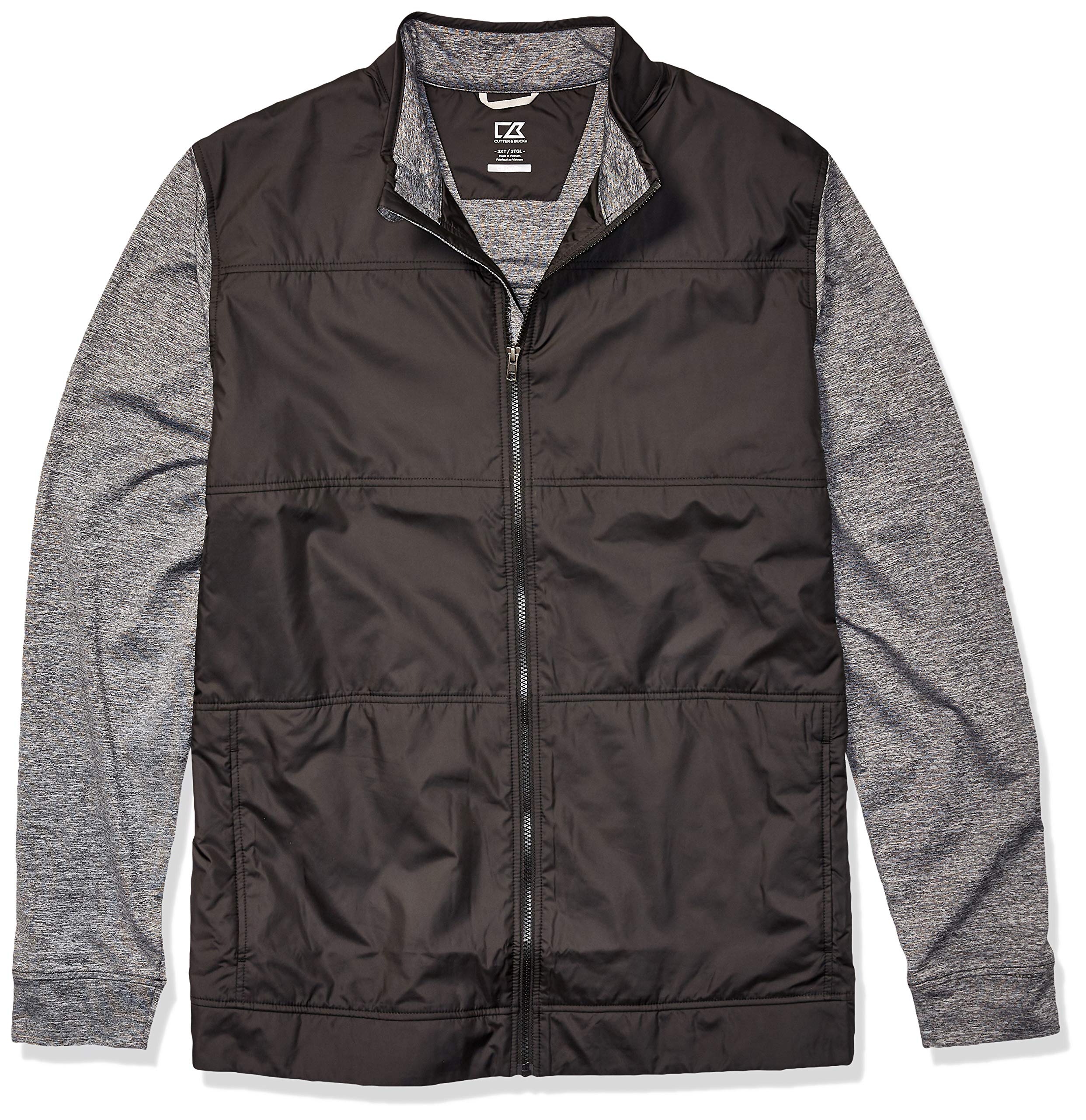 Cutter & Buck Men's Moisture Wicking Drytec Heathered Stealth Full Zip Jacket - Lightweight Water-Resistant Windbreaker for Golf, Hiking & Outdoor Activities