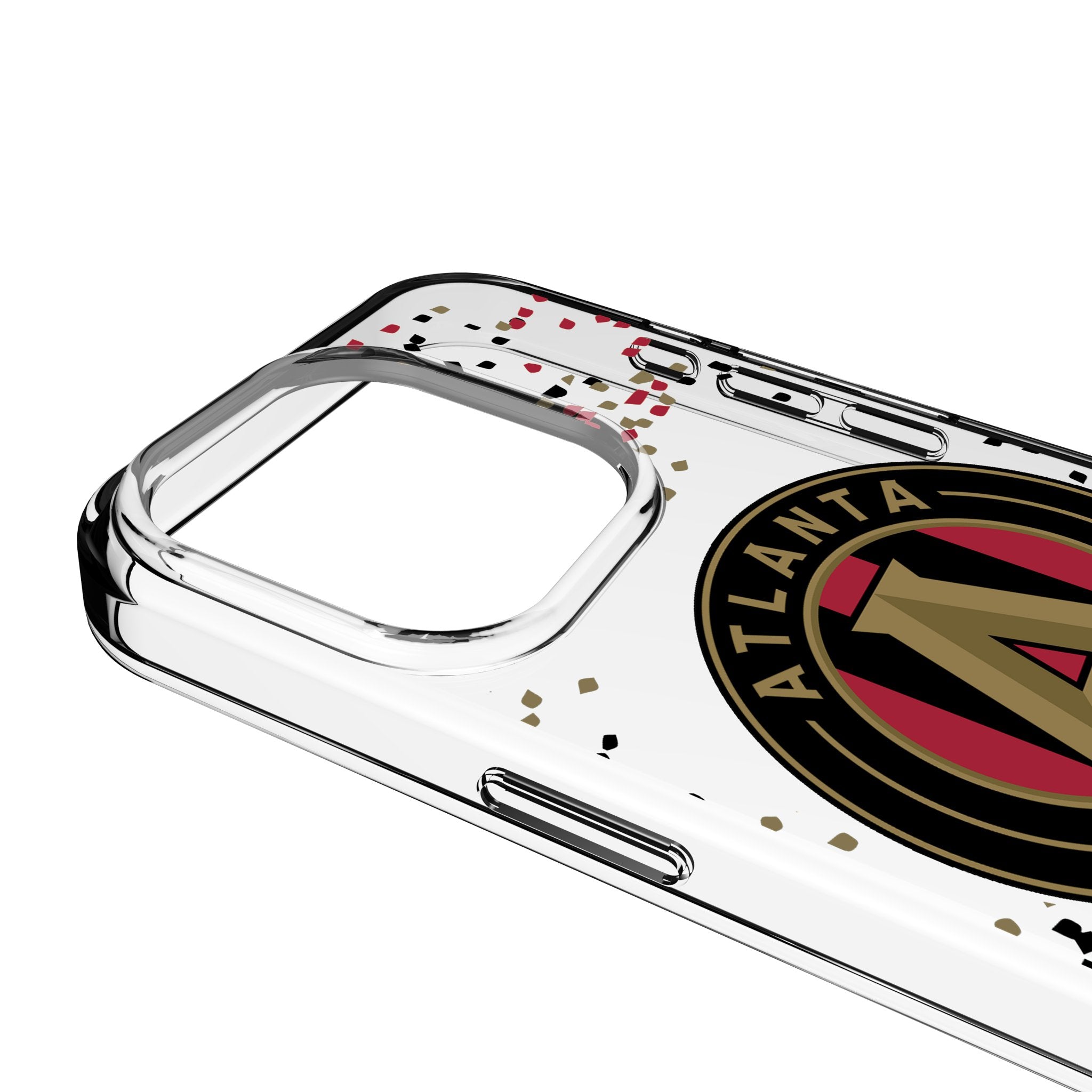 Atlanta United FC Clear Confetti Phone Case for iPhone 14 13 12 11 Pro Max XR - Durable Protective Cover with Team Design - Perfect for Soccer Games & Fan Gifts