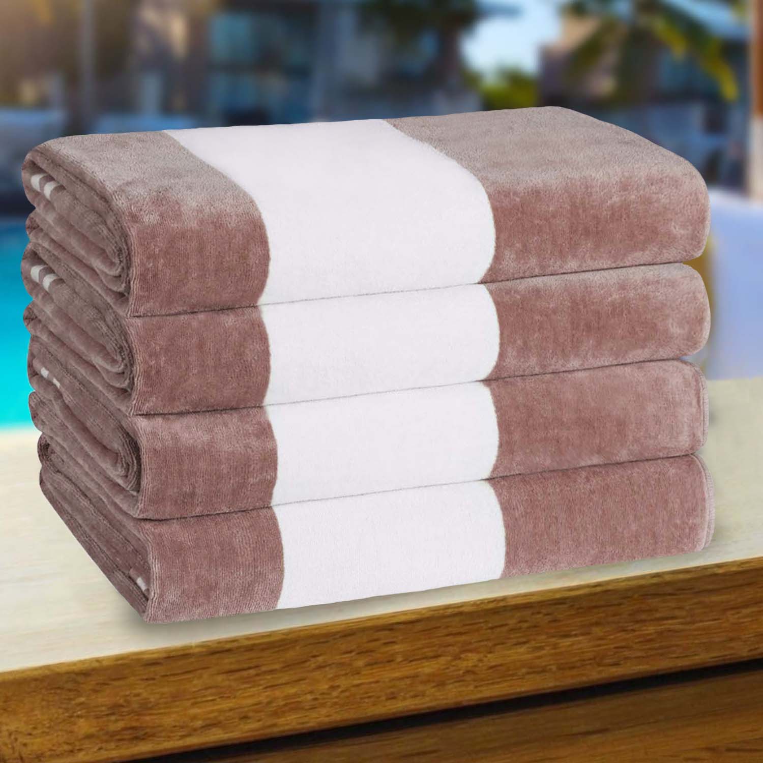 Premium Cabana Stripe Oversized Cotton Beach Towel Set of 2, 4, or 6 - Soft, Absorbent & Quick-Drying for Pool, Beach, Vacation & Spa Use