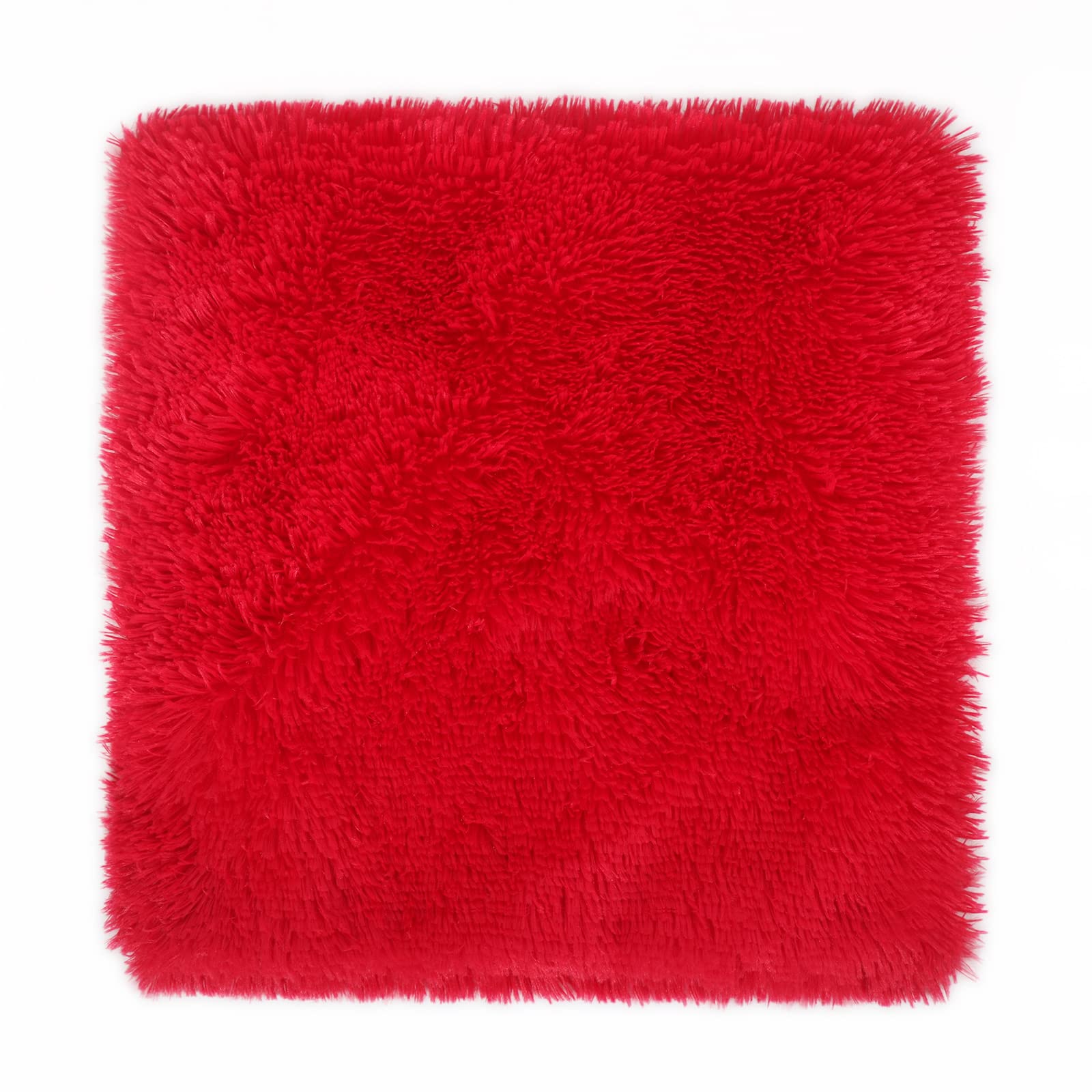DECOBIRD 18x18 Inch Extra Soft Faux Fur Pillow Cover - Double Sided Fluffy Shaggy Throw Pillow Case - Cozy Plush Microfiber Fleece Cushion Cover (Bright Red, 1 Piece) - Perfect for Sofa, Bed, Couch & Home Decor