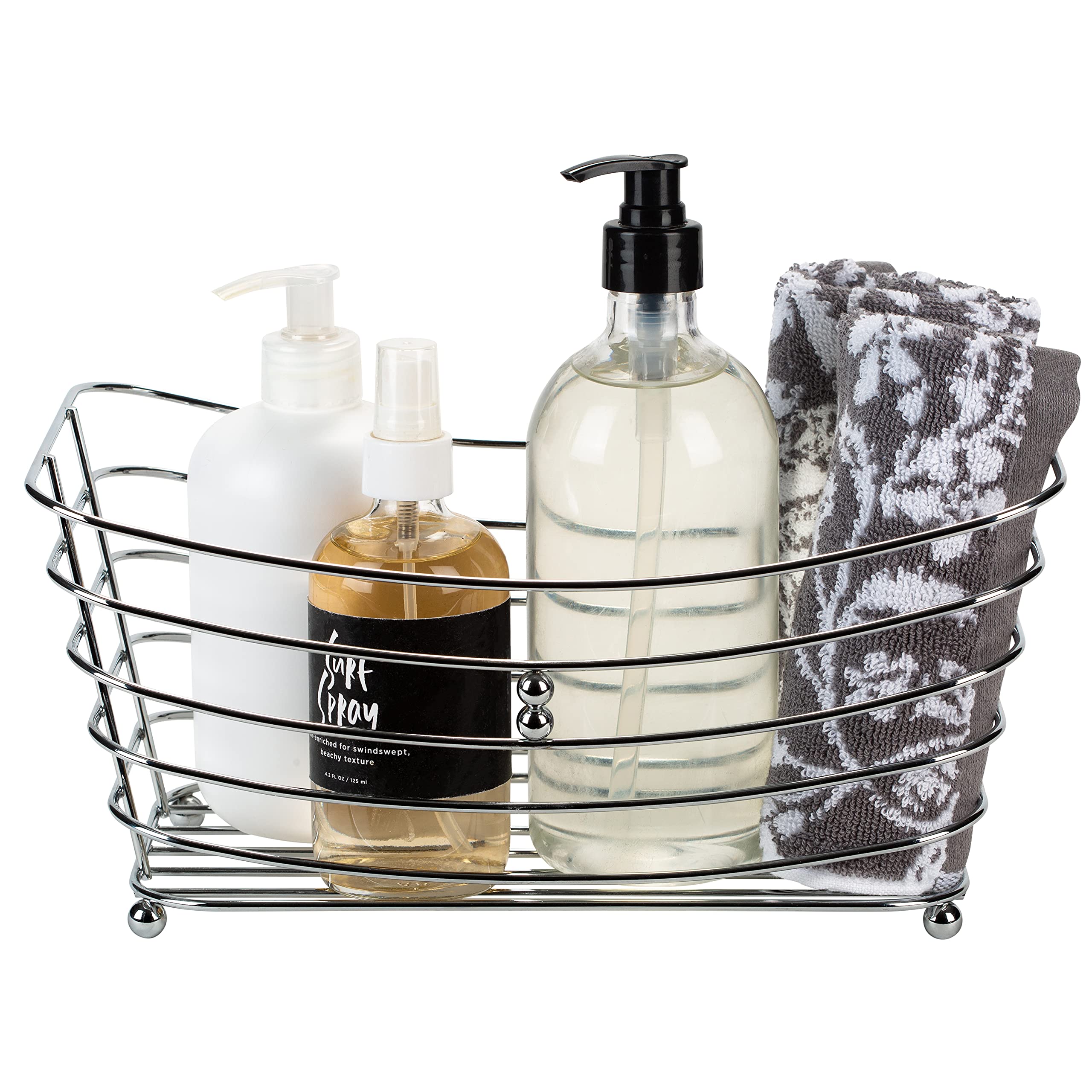 Chrome Wire Towel Basket with Non-Slip Ball Feet - 12.2