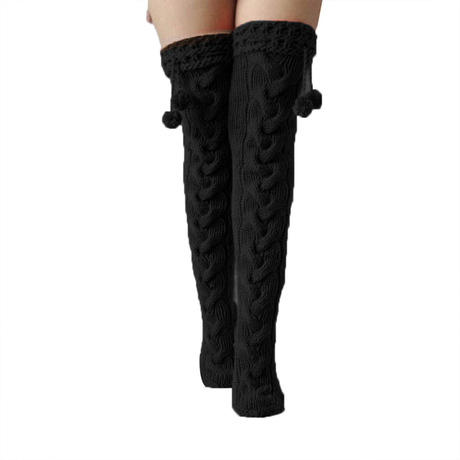Y2K Women's Thigh High Socks - Cable Knit Over The Knee Boot Socks for Fall & Winter | Warm Leg Warmers for Outfits, Cosplay & Cold Weather Fashion