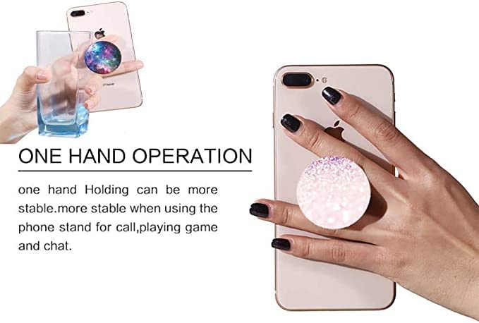 Expanding Phone Mount Grip Holder for Cellphone, Collapsible Stand (3 Pack) - Colored Marble Design for Home, Office, and Car Use